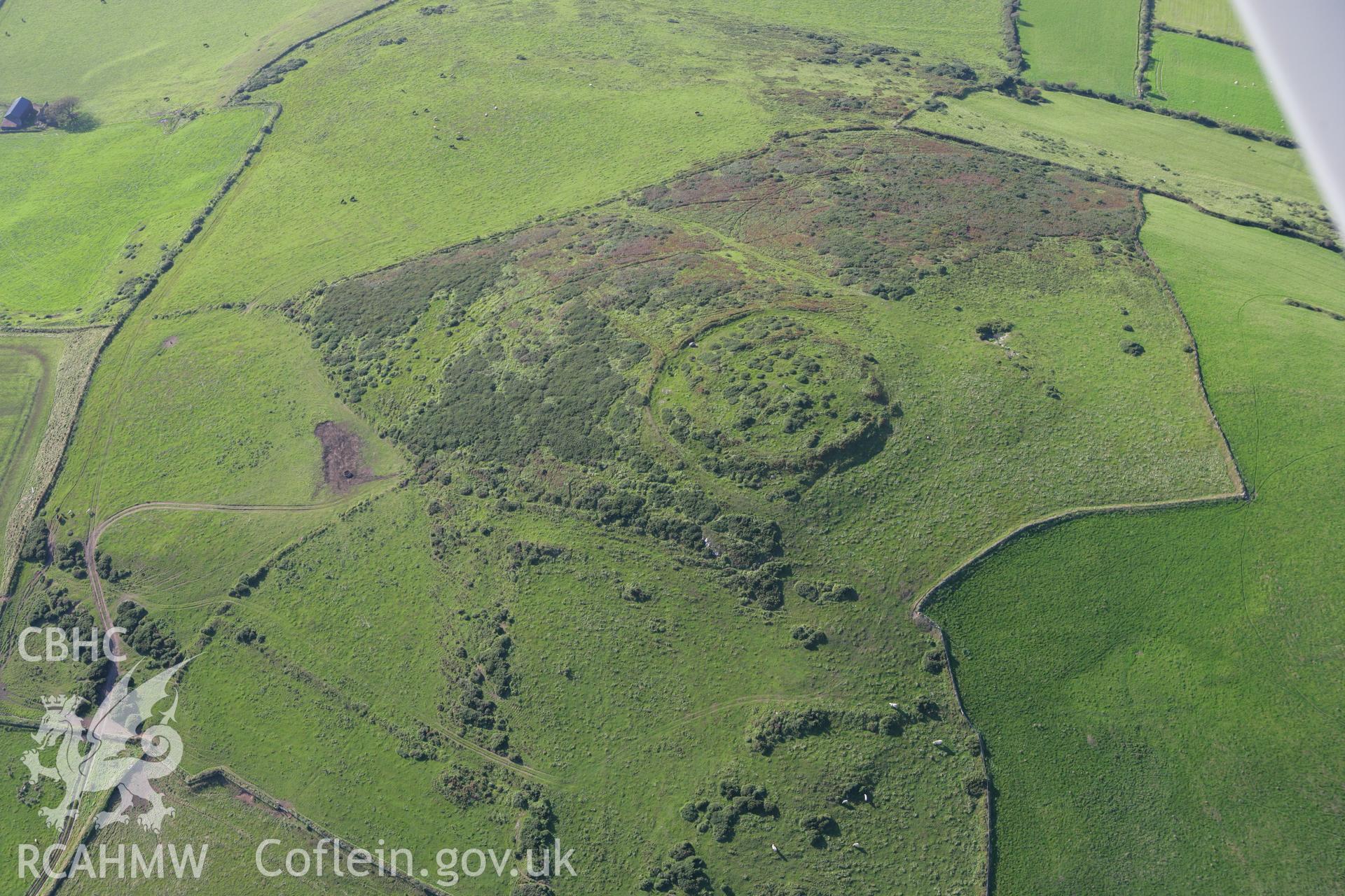RCAHMW colour oblique aerial photograph of Castell Odo. Taken on 06 September 2007 by Toby Driver