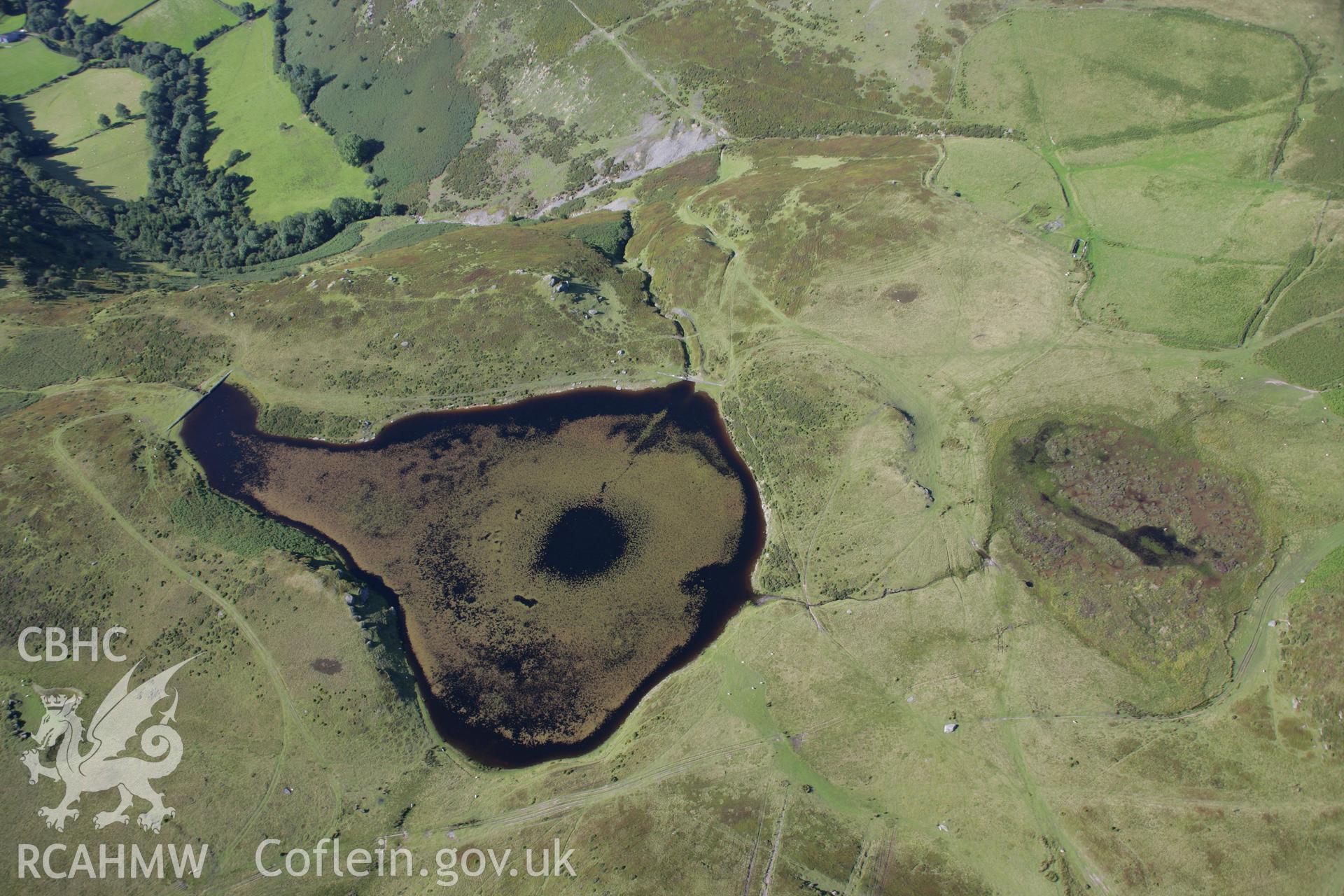 RCAHMW colour oblique aerial photograph of Pant y Llyn, south of Cwmhindda Taken on 08 August 2007 by Toby Driver