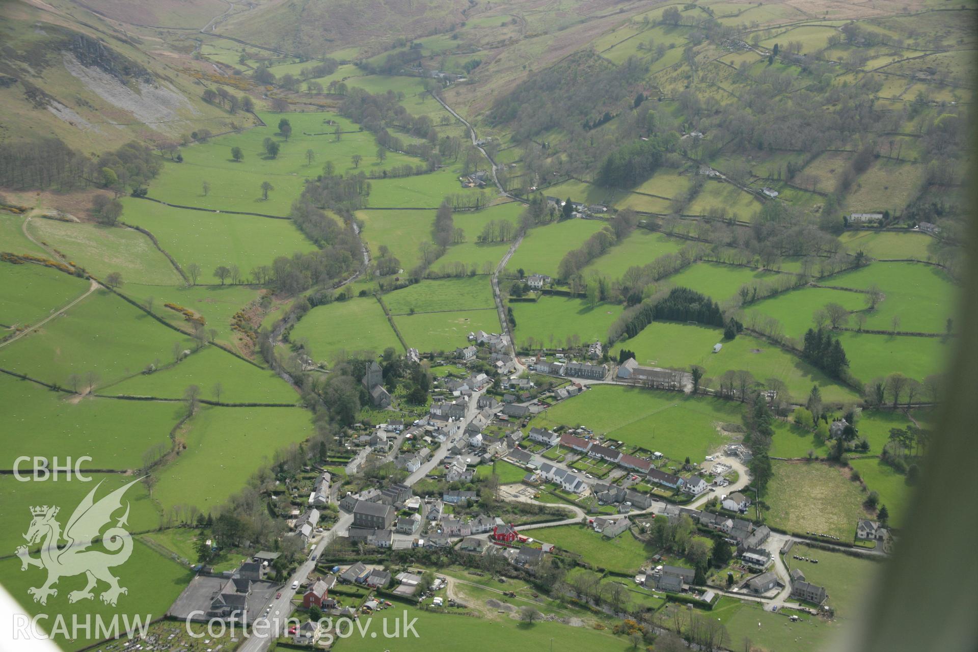 RCAHMW colour oblique aerial photograph of Llanddewi Brefi. Taken on 17 April 2007 by Toby Driver