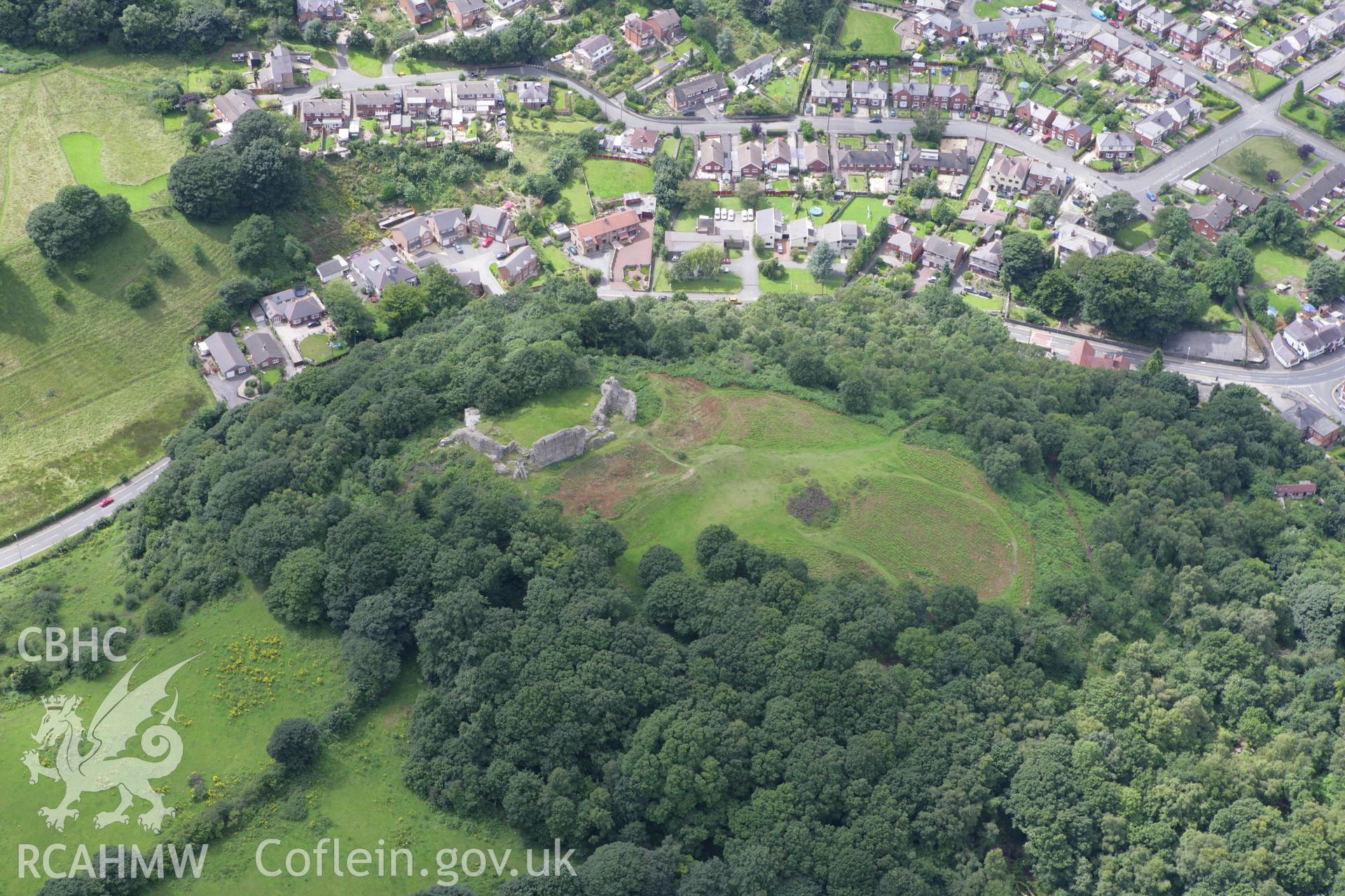 RCAHMW colour oblique aerial photograph of Caergwrle Castle. Taken on 24 July 2007 by Toby Driver