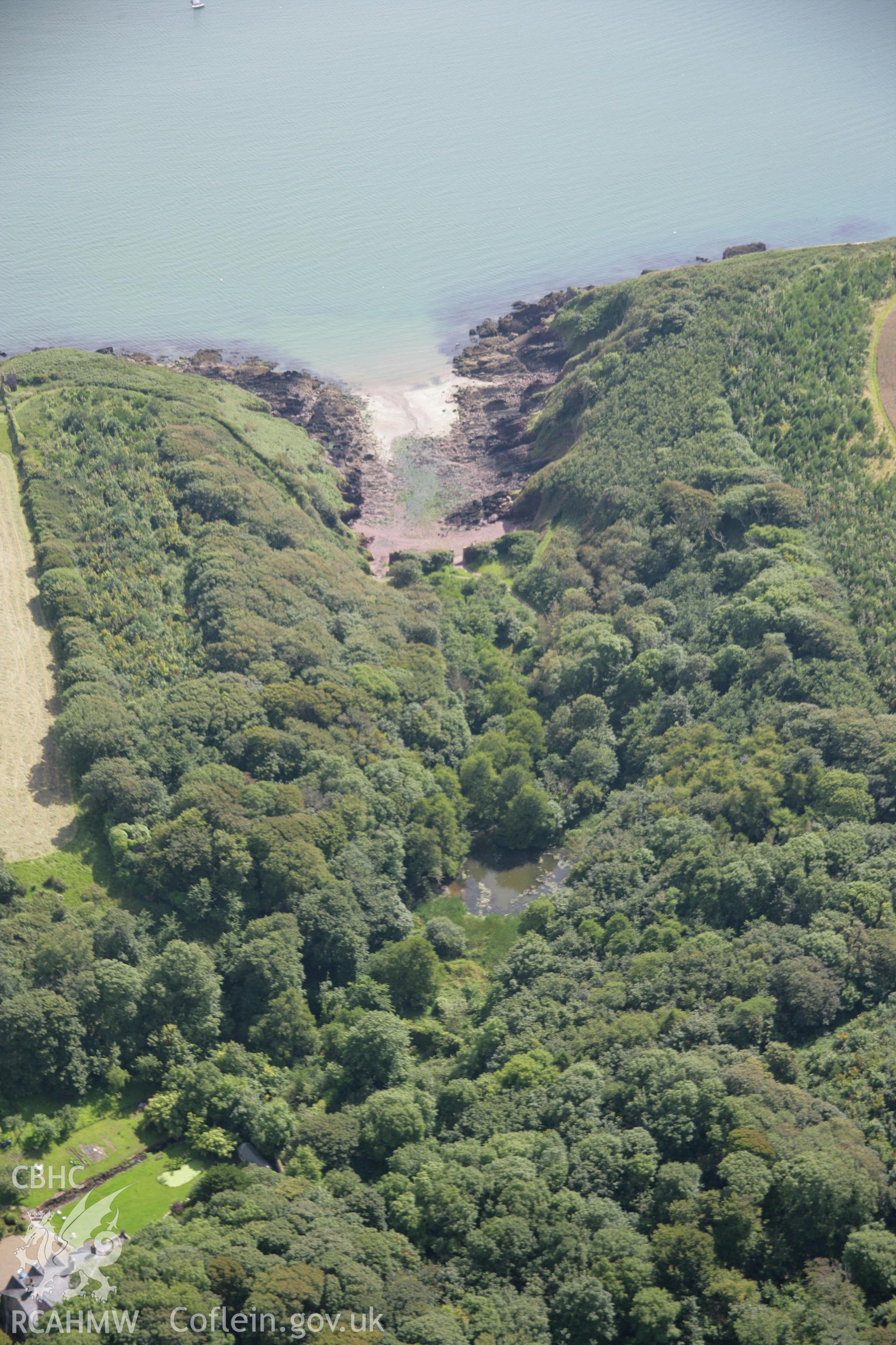 RCAHMW colour oblique photograph of Monk's Haven. Taken by Toby Driver on 01/08/2007.