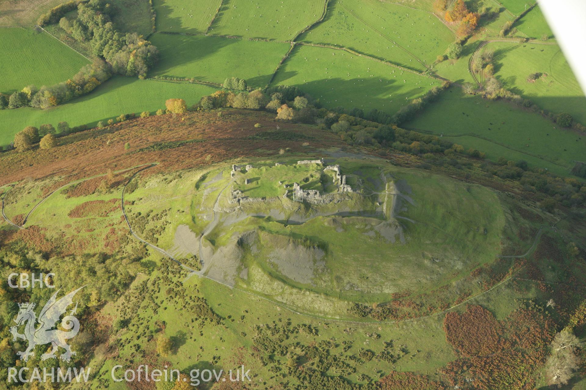 RCAHMW colour oblique photograph of Castell Dinas Bran, landscape from north. Taken by Toby Driver on 30/10/2007.