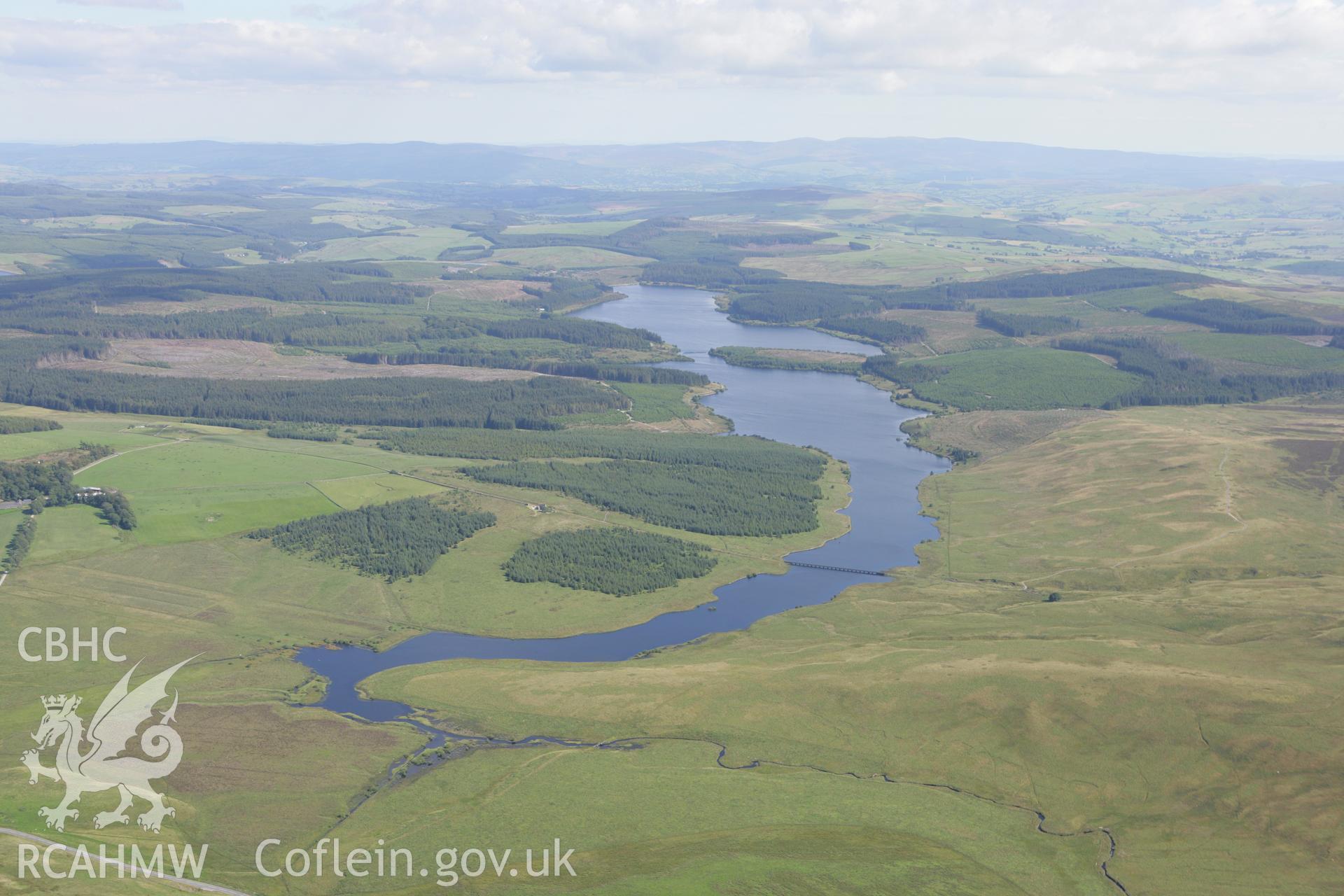 RCAHMW colour oblique aerial photograph of Alwen Water Scheme, Cerrigydrudion from the north-west. Taken on 31 July 2007 by Toby Driver