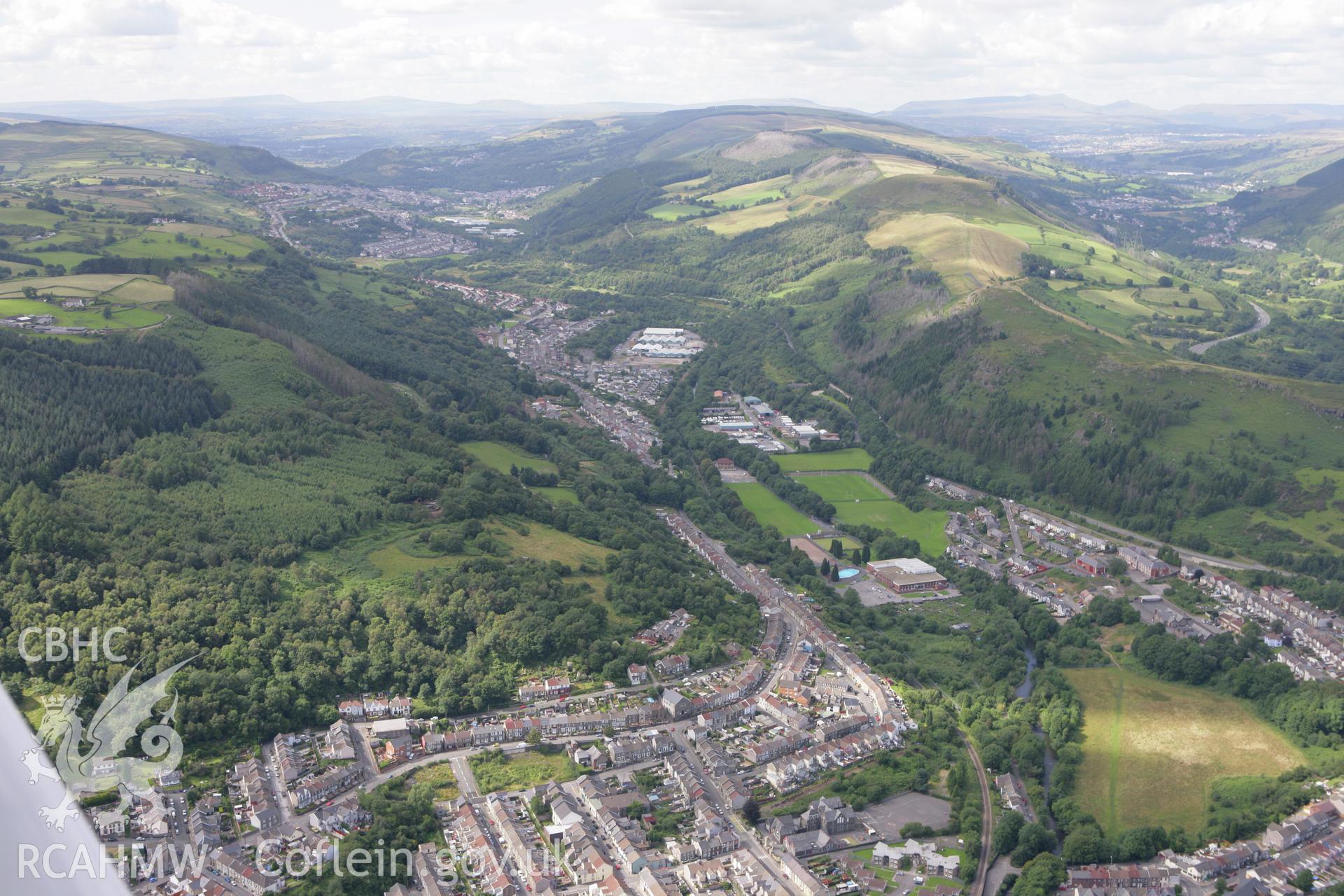 RCAHMW colour oblique aerial photograph of Bethania Welsh Independent Chapel, Mountain Ash Rd, Abercynon. Taken on 30 July 2007 by Toby Driver