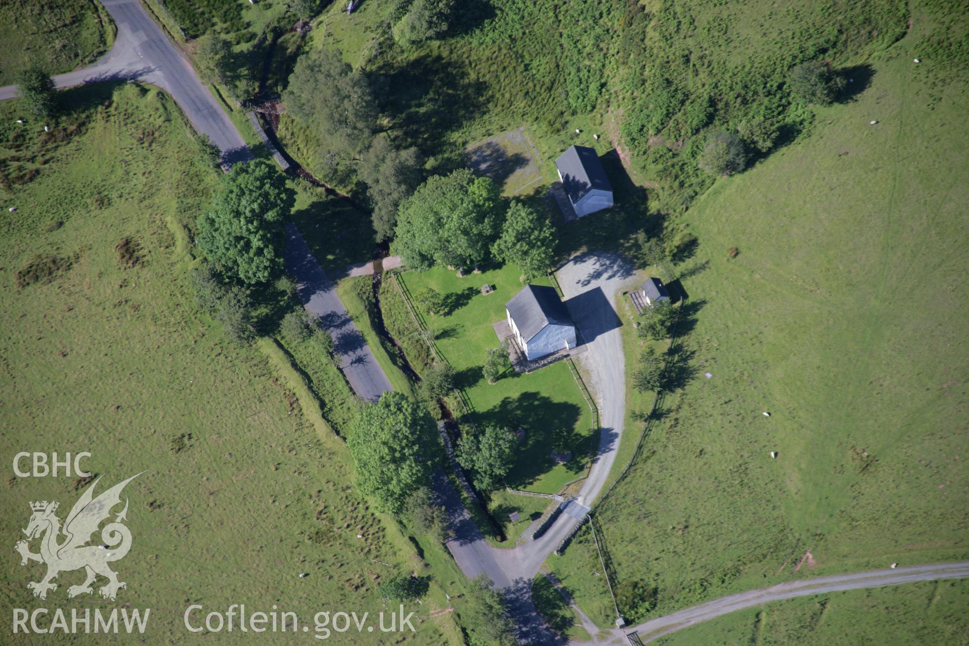 RCAHMW colour oblique aerial photograph of the army visitor centre in the former Disgwylfa Farmstead. Taken on 08 August 2007 by Toby Driver
