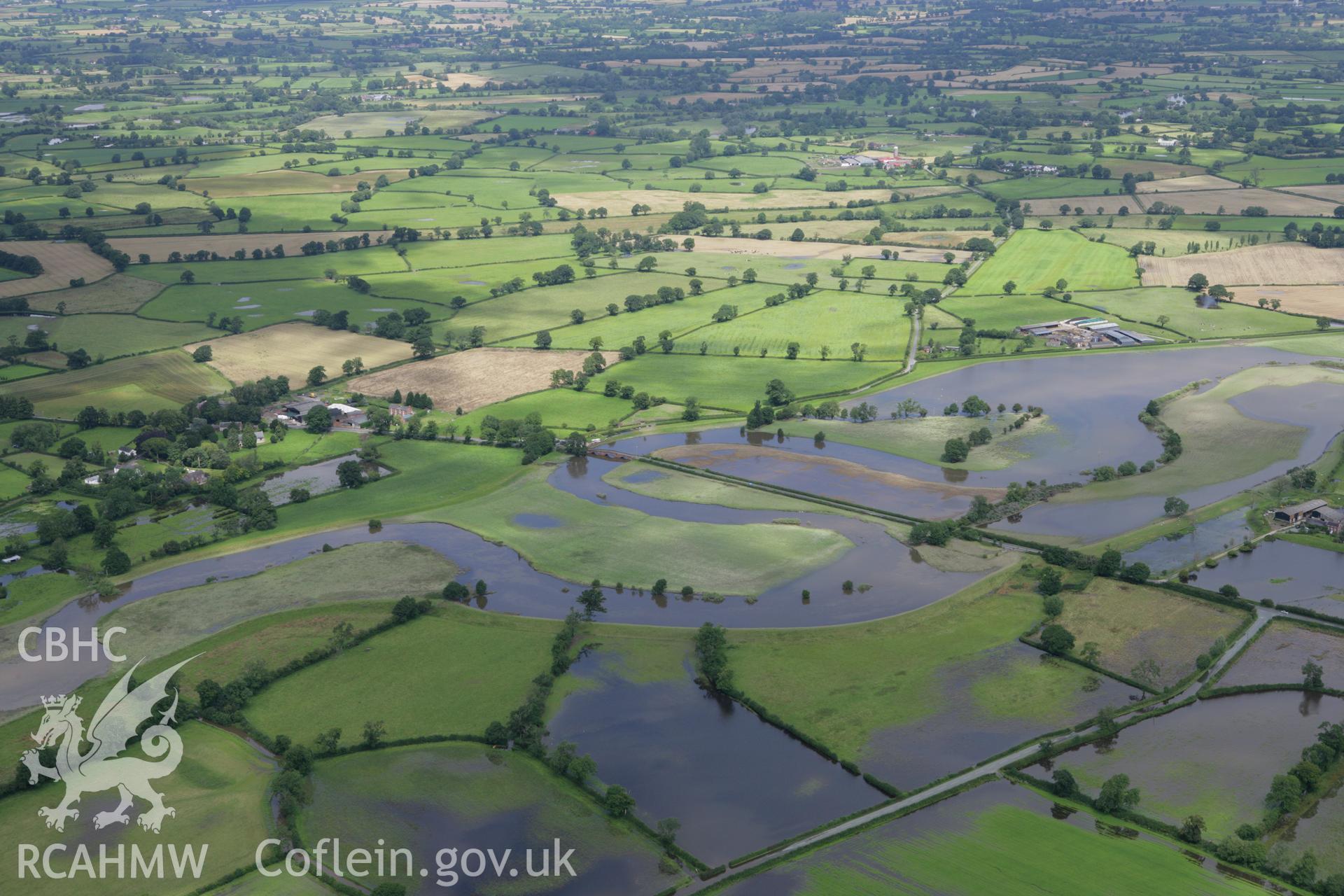 RCAHMW colour oblique aerial photograph of Llandrinio Bridge. Taken on 24 July 2007 by Toby Driver