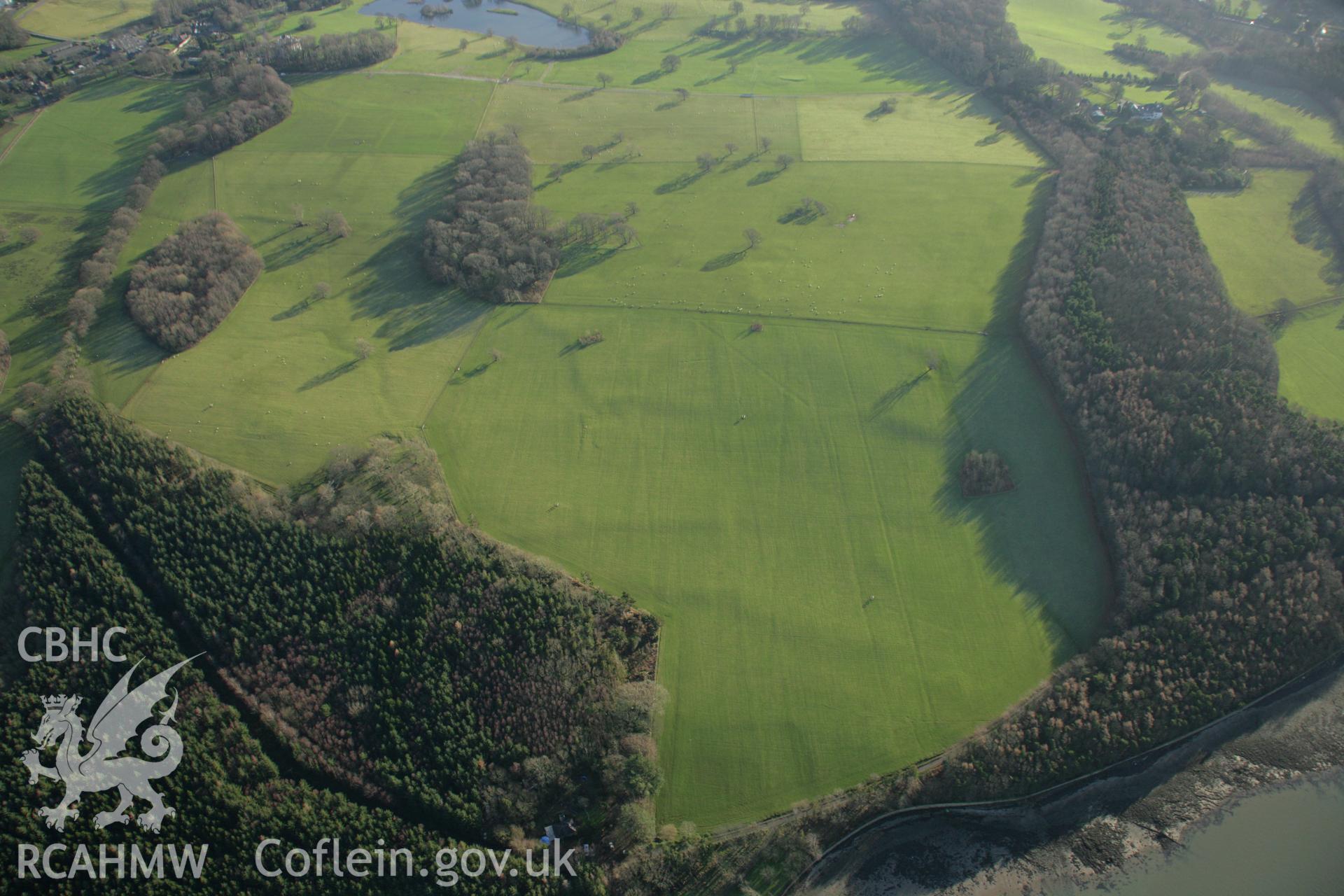 RCAHMW colour oblique aerial photograph of Vaynol Hall Field System. Taken on 25 January 2007 by Toby Driver