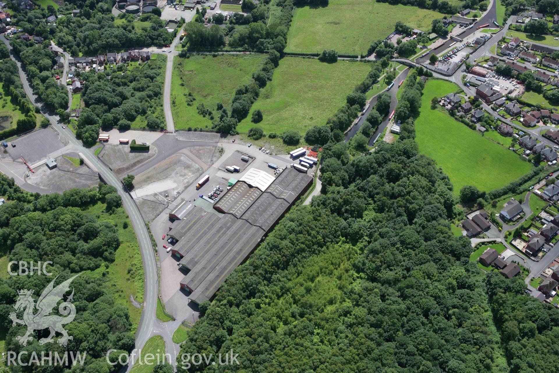 RCAHMW colour oblique aerial photograph of Acrefair Chemical Works, Trefor. Taken on 24 July 2007 by Toby Driver