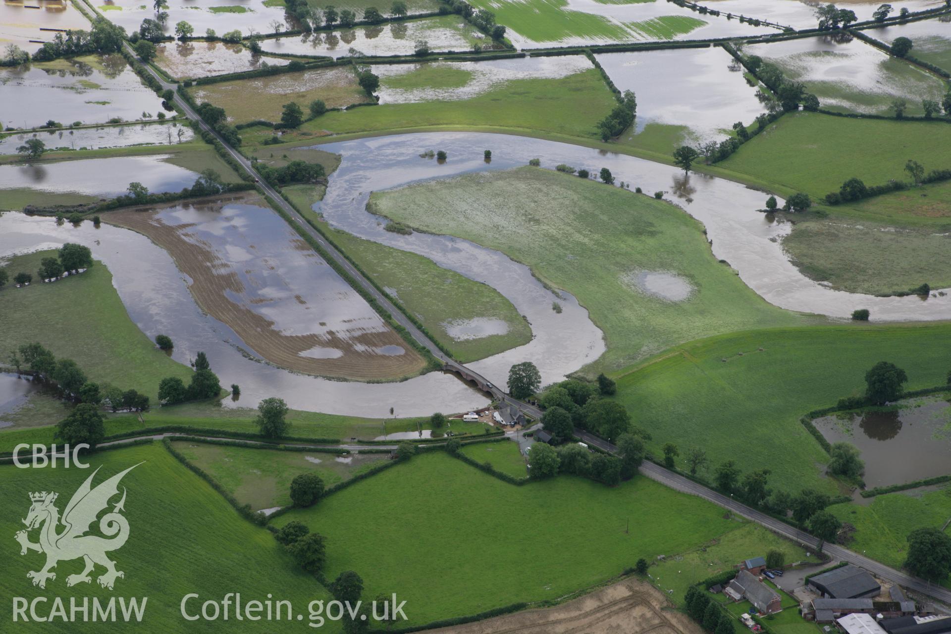 RCAHMW colour oblique aerial photograph of Llandrinio Bridge. Taken on 24 July 2007 by Toby Driver