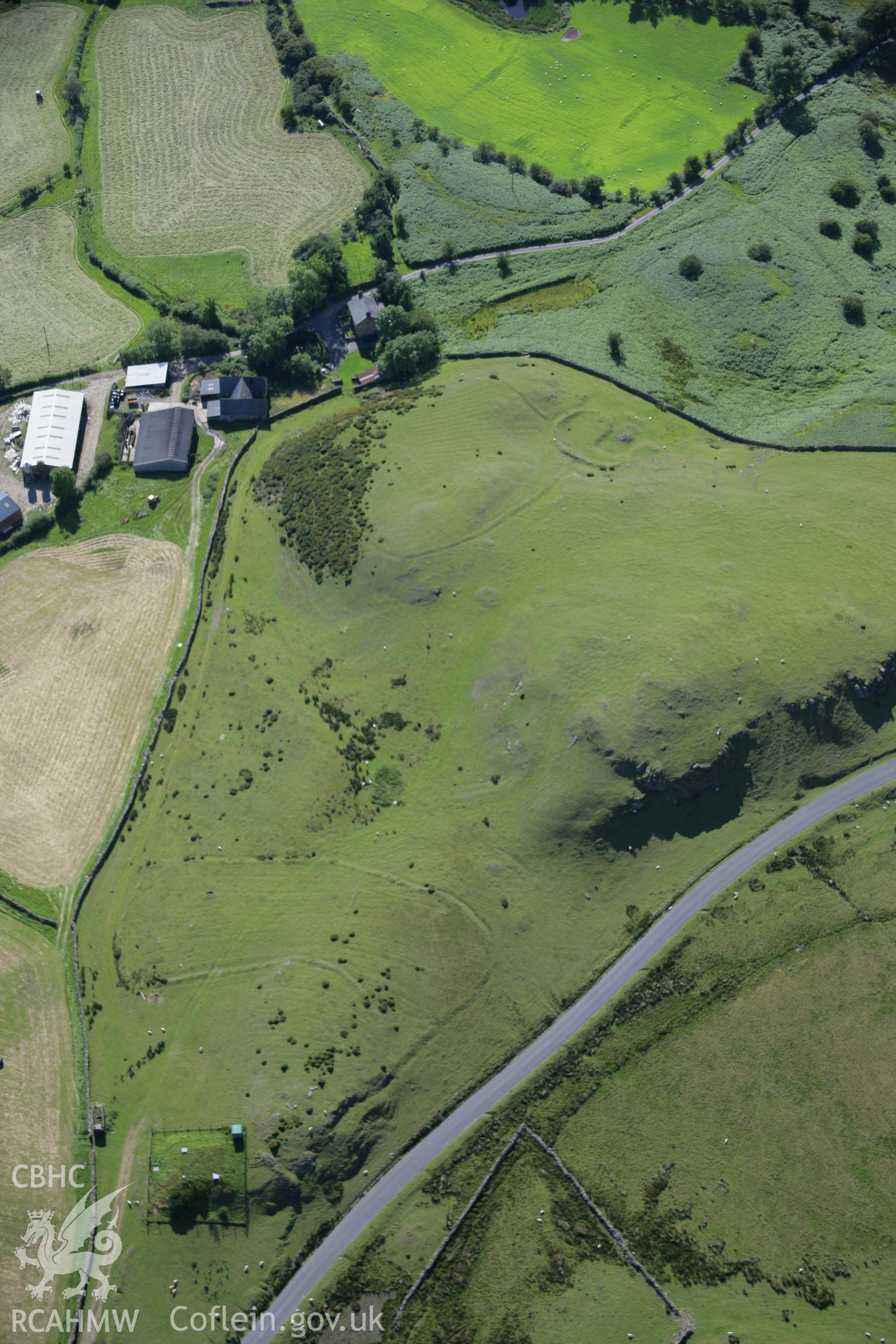 RCAHMW colour oblique aerial photograph of Upper House Platform House and Deserted Settlement. Taken on 08 August 2007 by Toby Driver