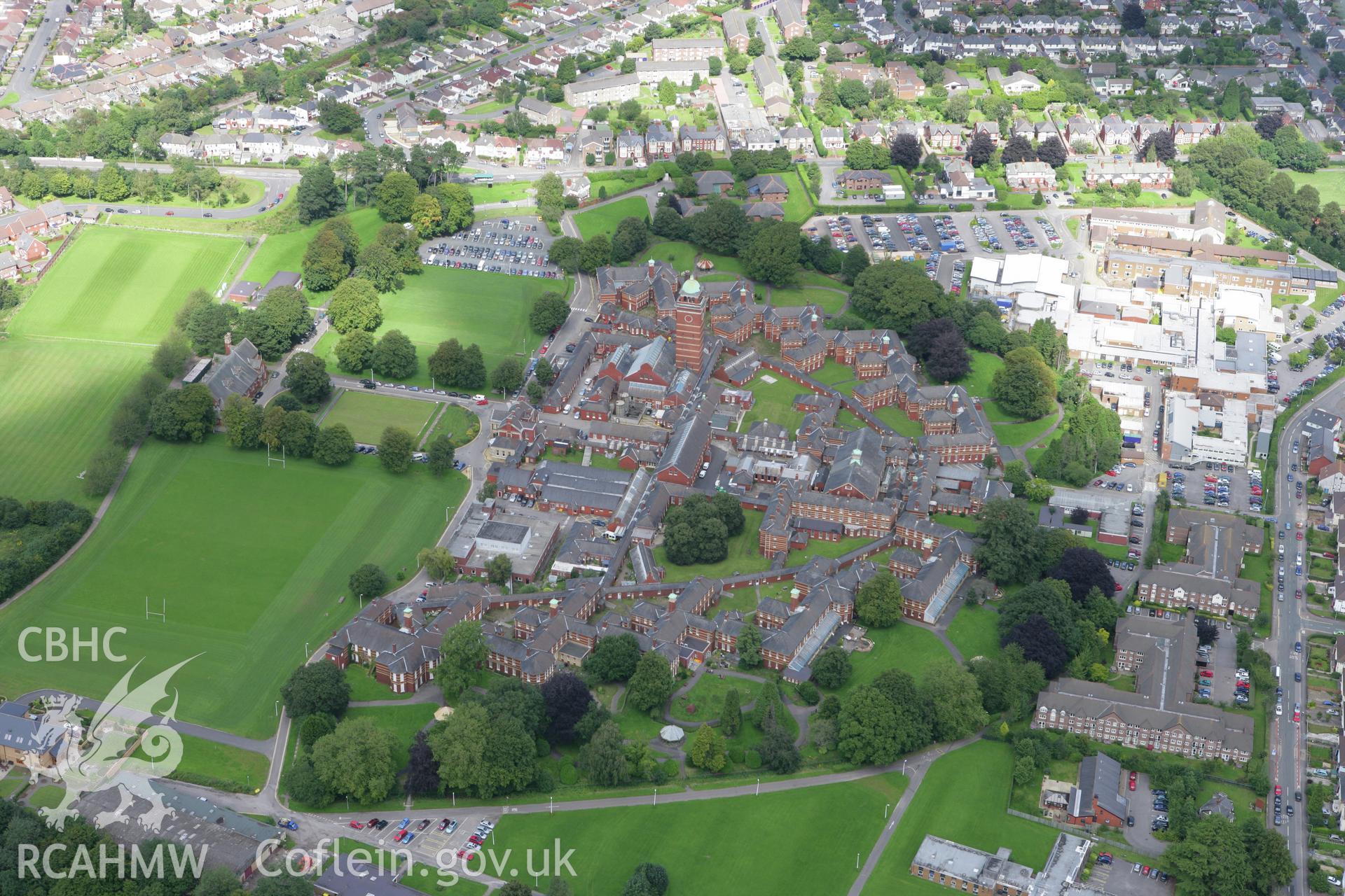 RCAHMW colour oblique aerial photograph of Whitchurch Hospital. Taken on 30 July 2007 by Toby Driver