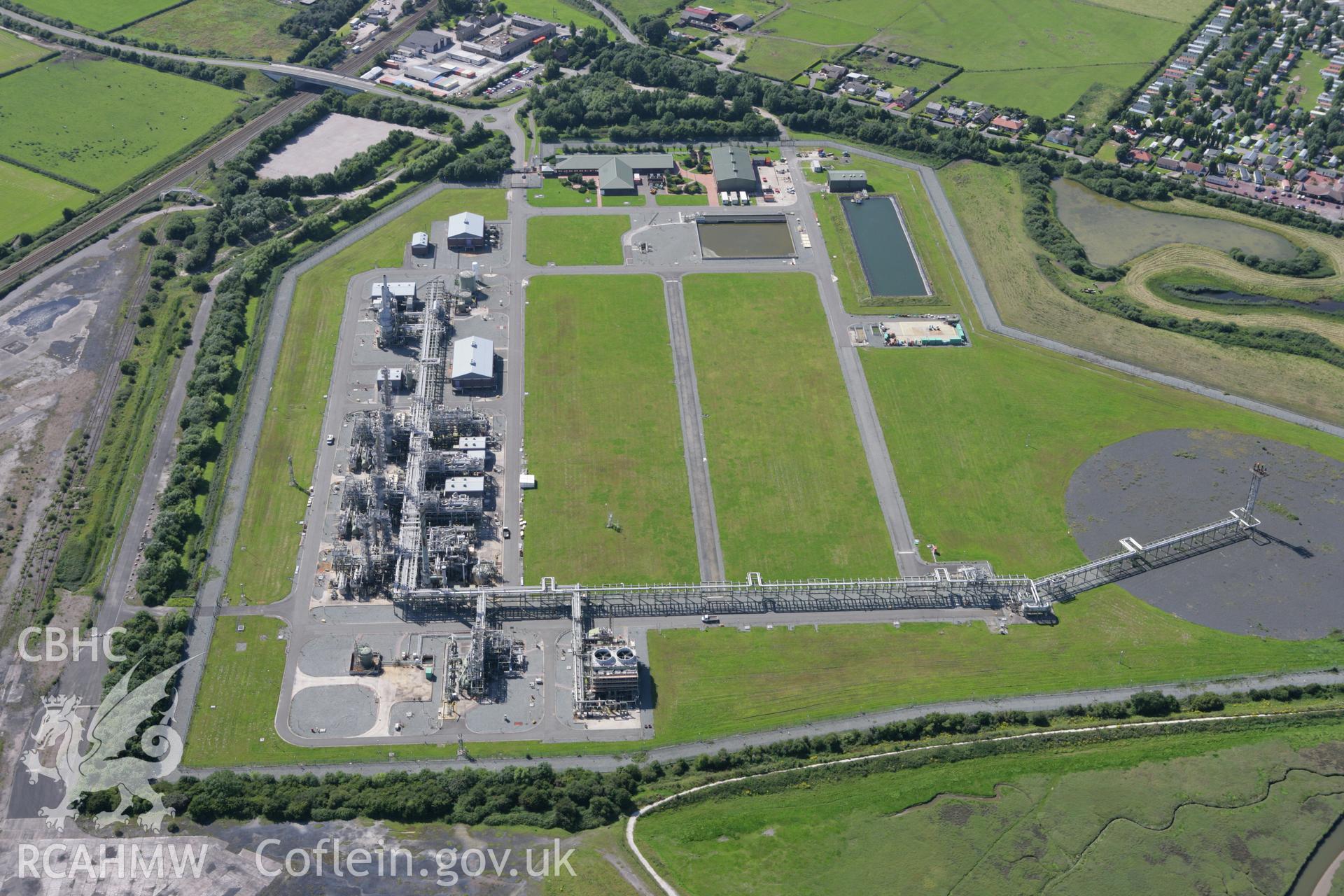 RCAHMW colour oblique aerial photograph of Point of Ayr Gas Terminal, Talacre. Taken on 31 July 2007 by Toby Driver