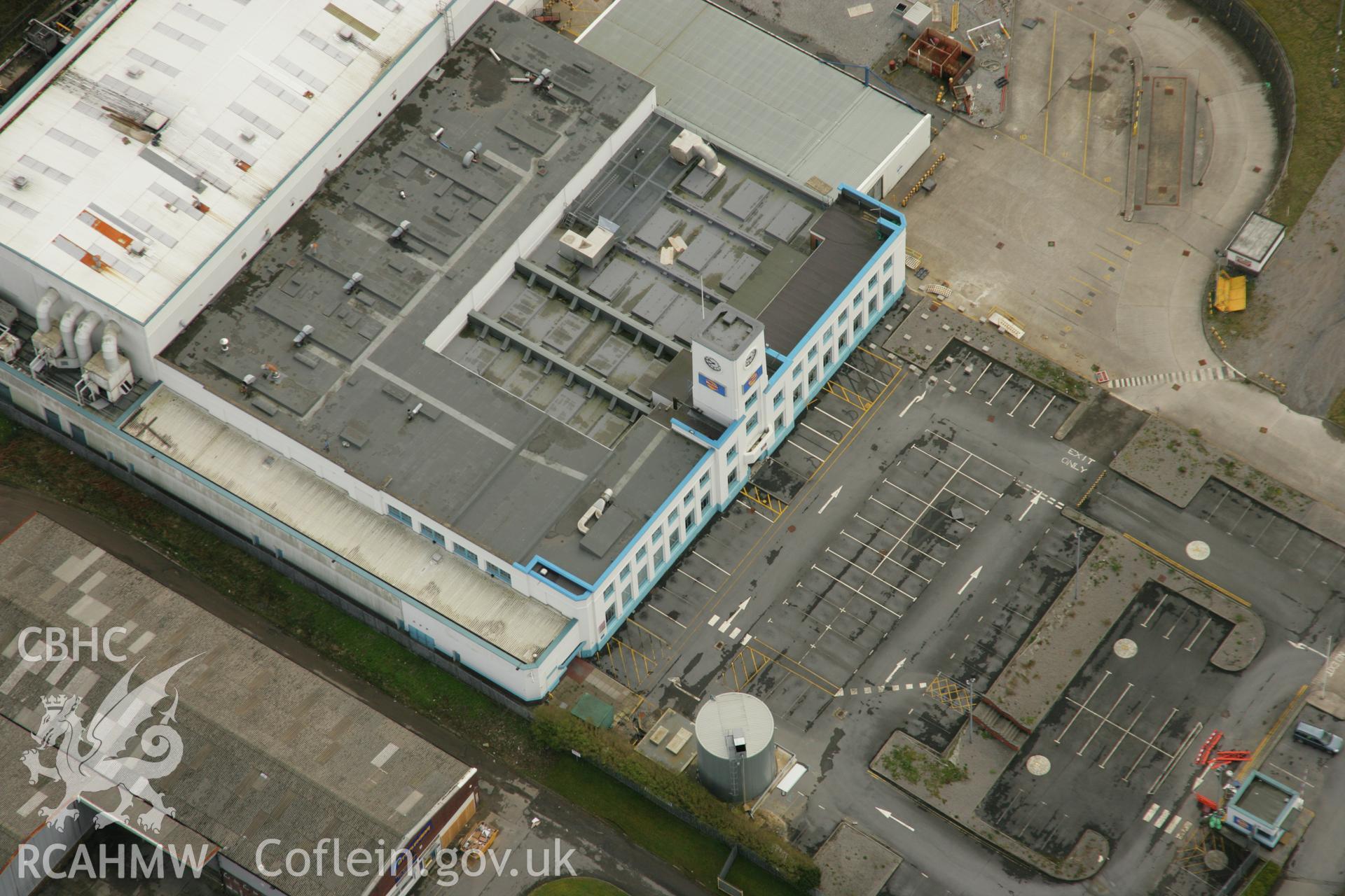 RCAHMW colour oblique aerial photograph of Walkers Snack Foods Ltd, Fforestfach. Taken on 16 March 2007 by Toby Driver