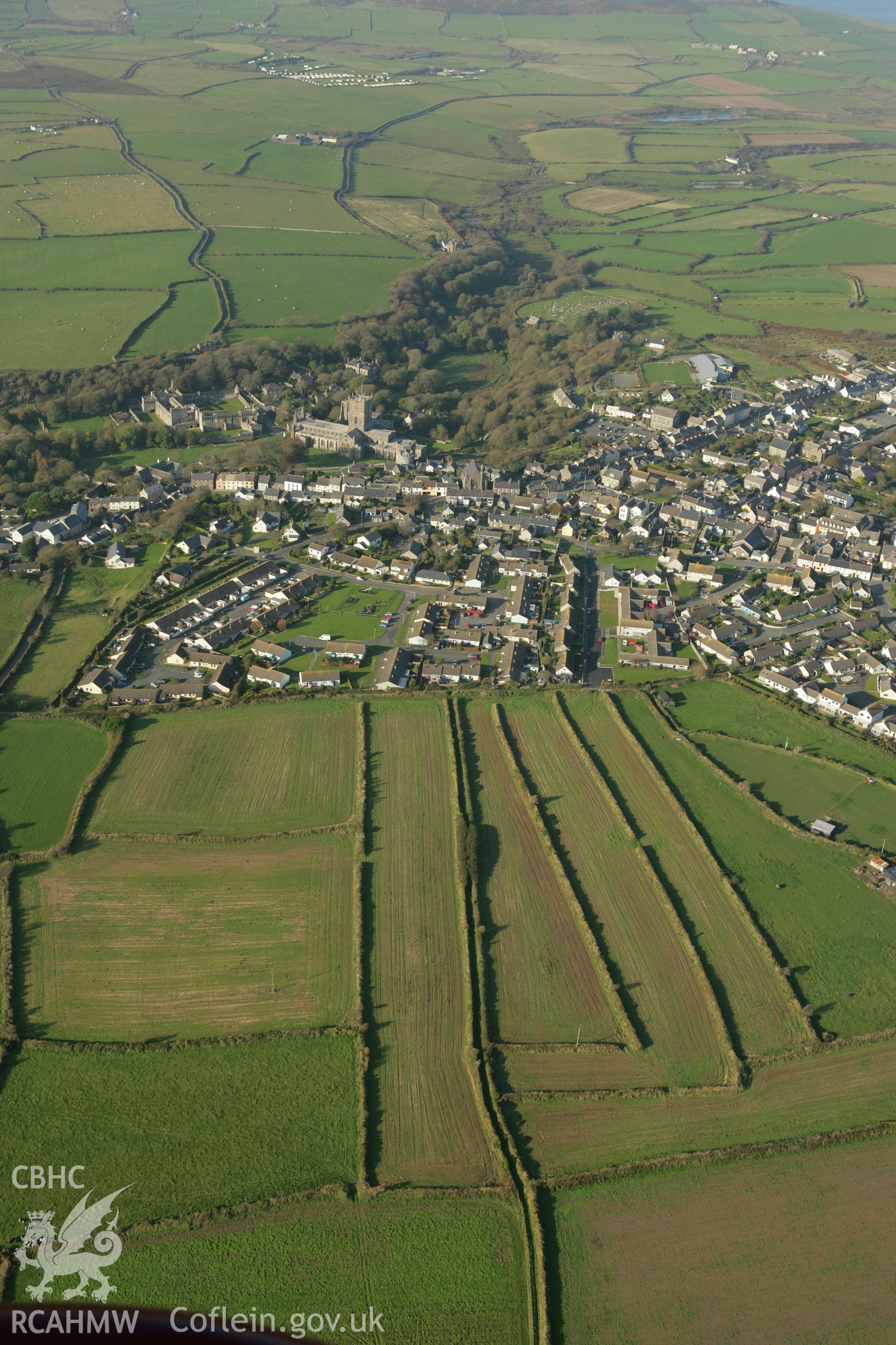 RCAHMW colour oblique photograph of St Davids city. Taken by Toby Driver on 23/10/2007.