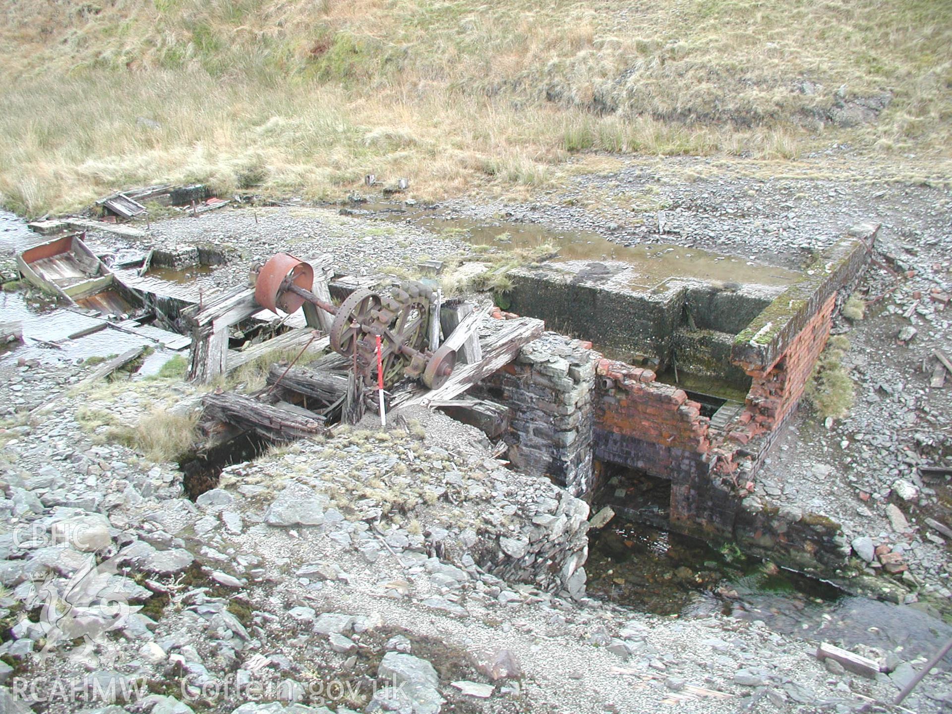 A colour photograph of the Nant Iago crusher and settling bins.