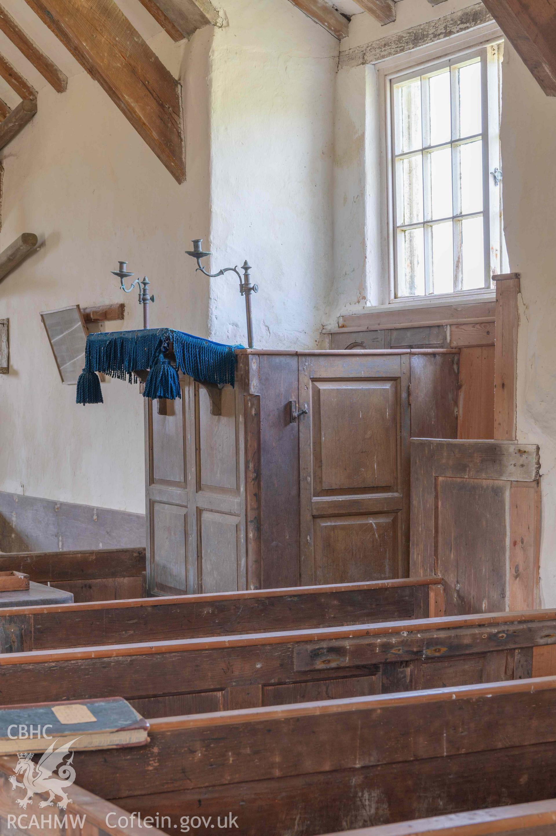 Capel Newydd - View of the pulpit, taken from East