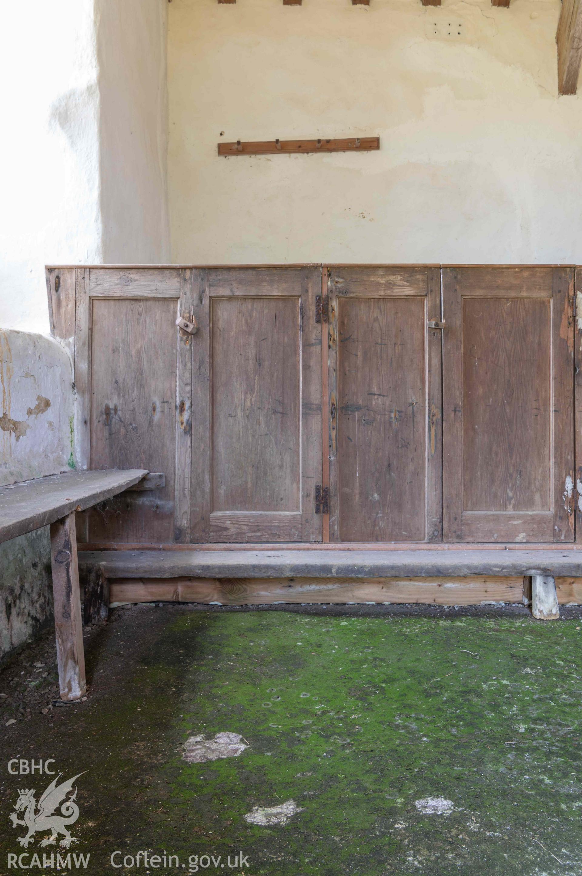 Capel Newydd - View of box pew entrances, taken from North