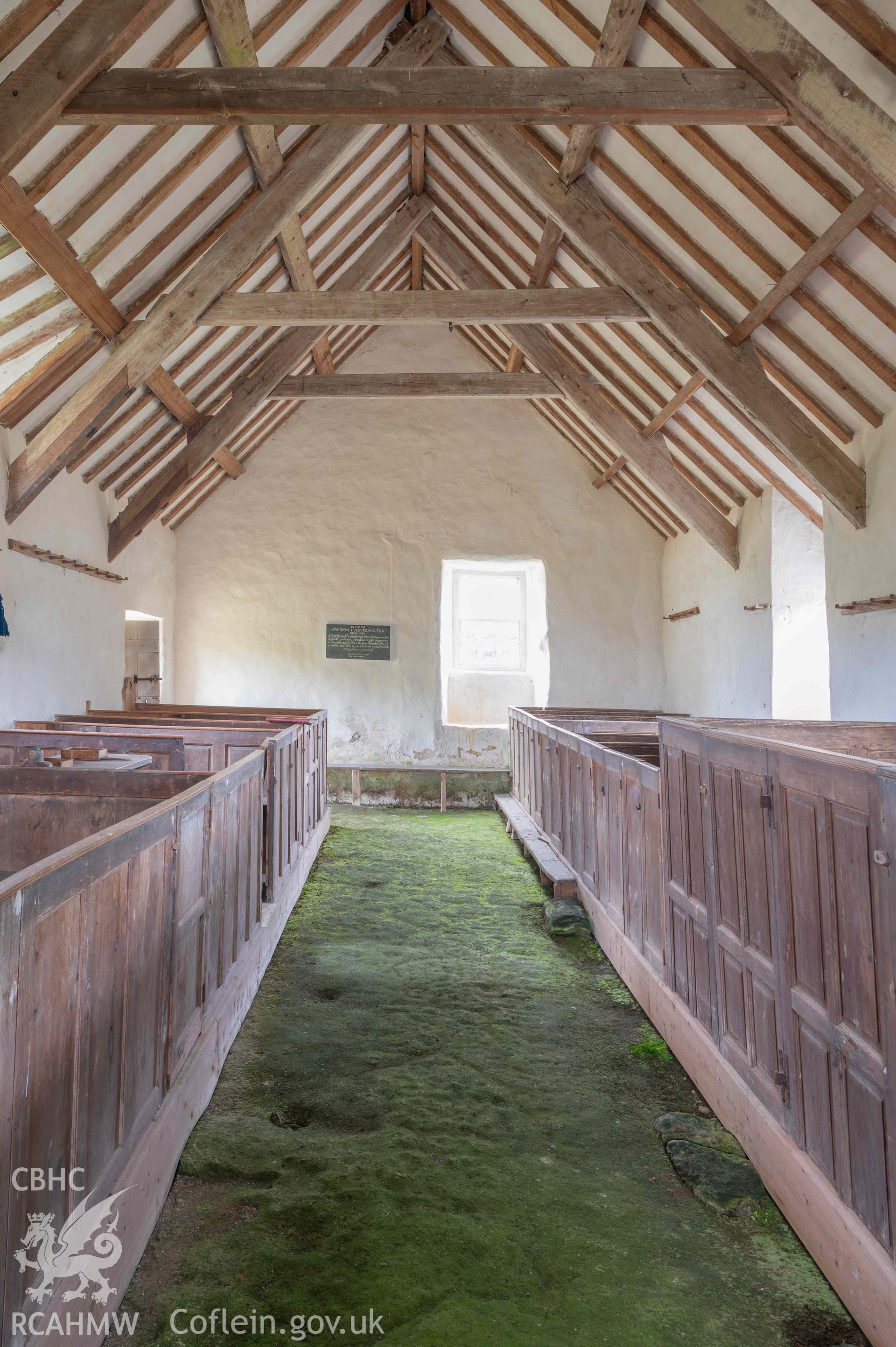 Capel Newydd - Interior view of the chapel, looking East