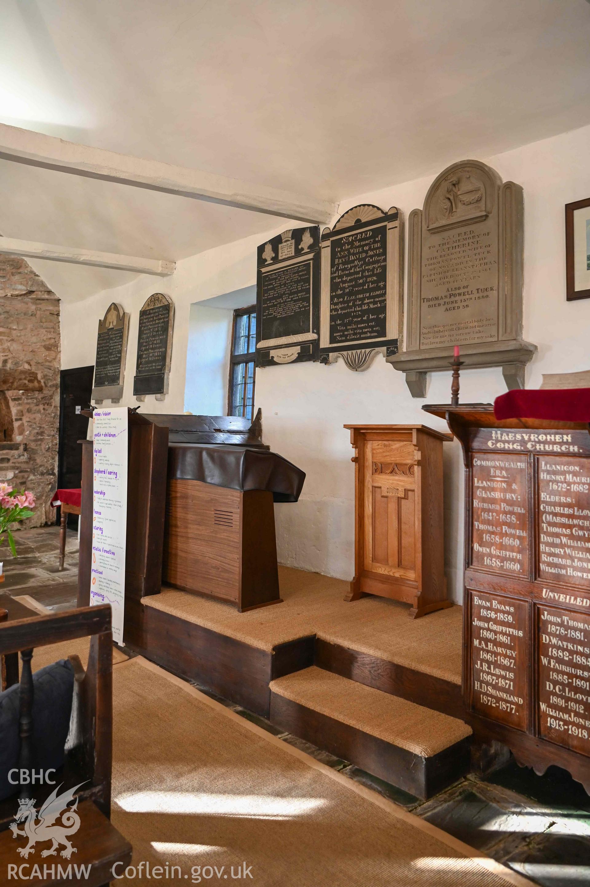 Maesyronen Chapel - Detailed view of the sanctuary, taken from South-East