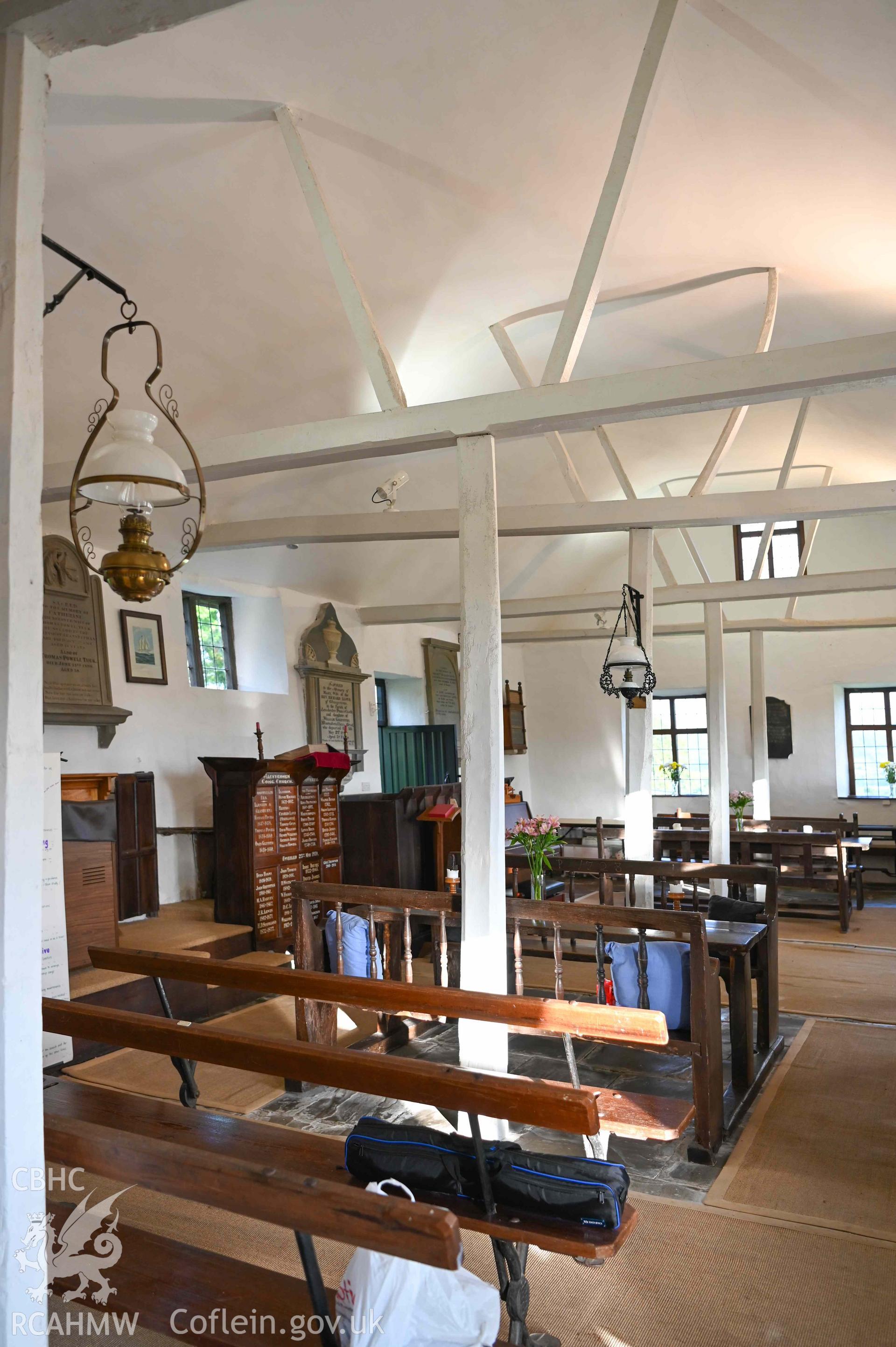 Maesyronen Chapel - Interior view of the chapel, looking East