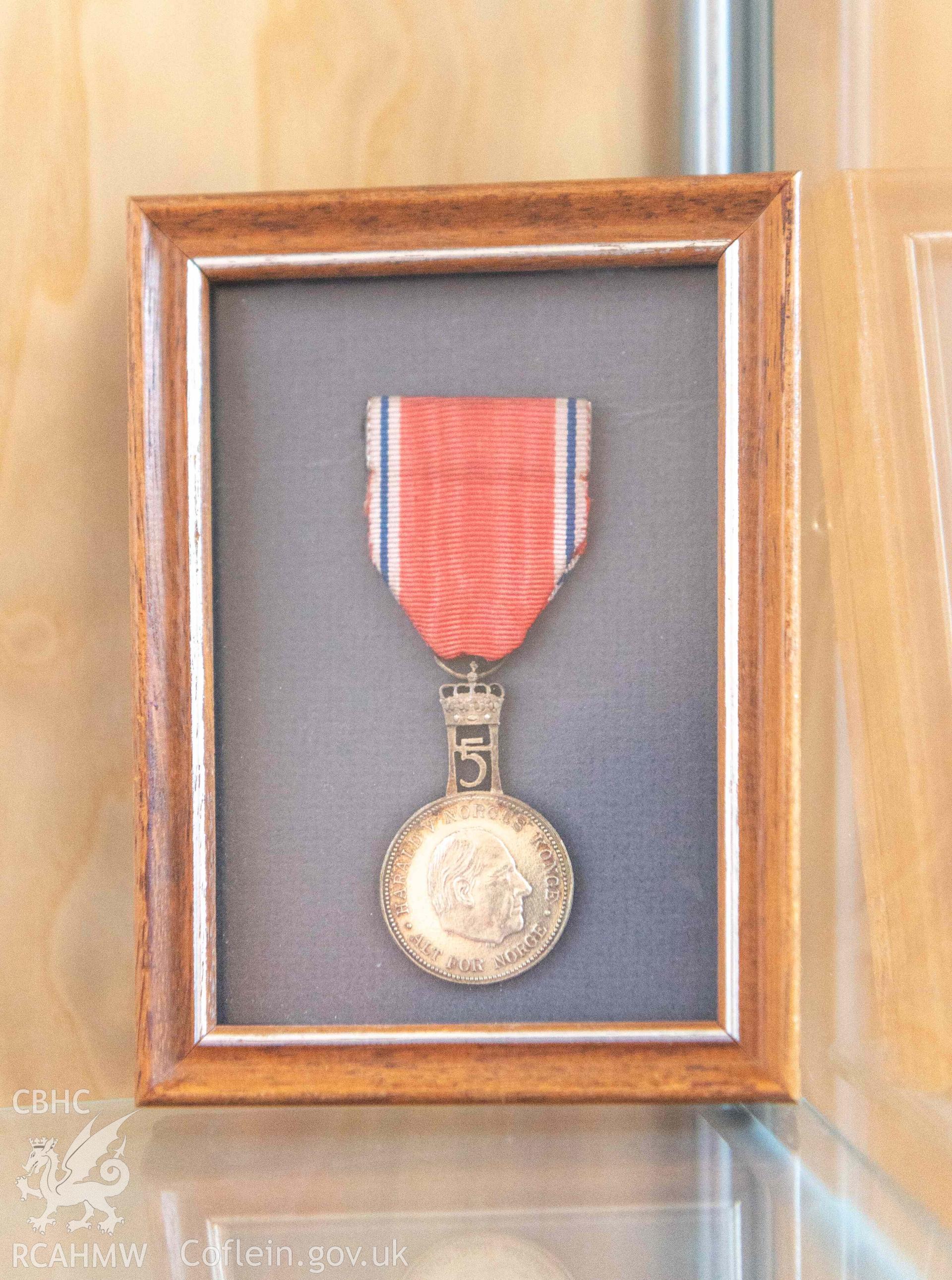 Norwegian Church - Detailed view of a Norwegian medal, taken from South