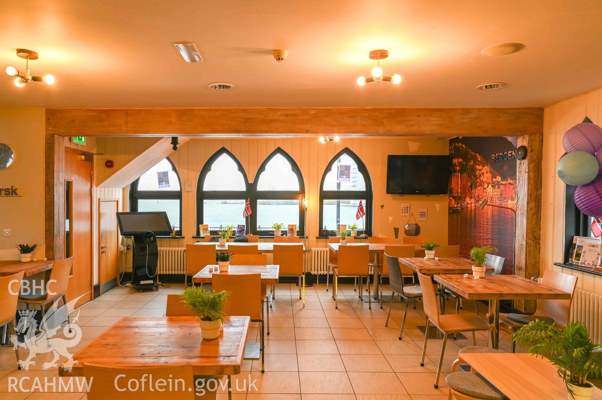 Norwegian Church - View of the café looking out of the rear of the church, taken from North-East
