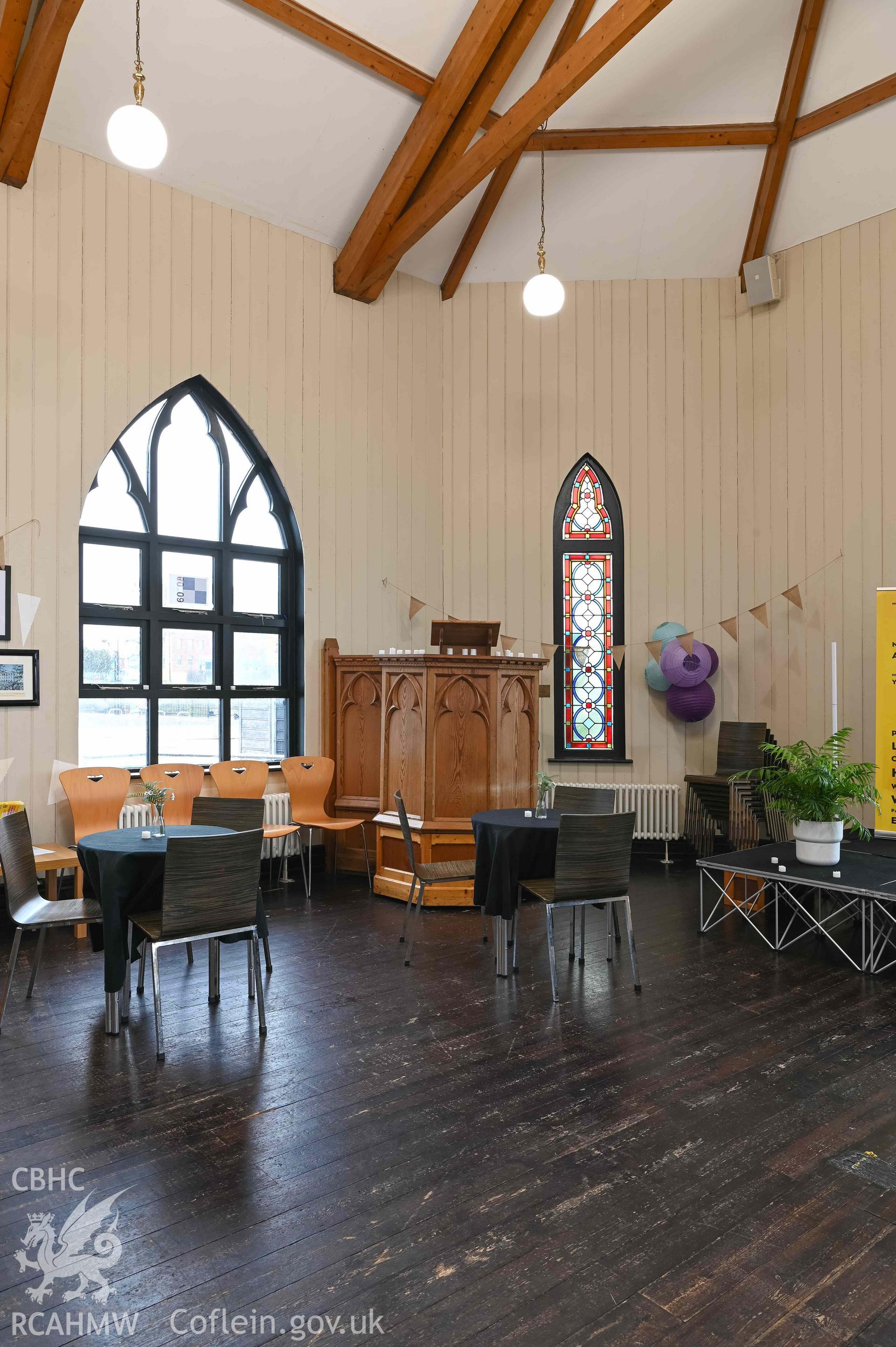 Norwegian Church - View of the church's stained-glass window and altar, taken from West