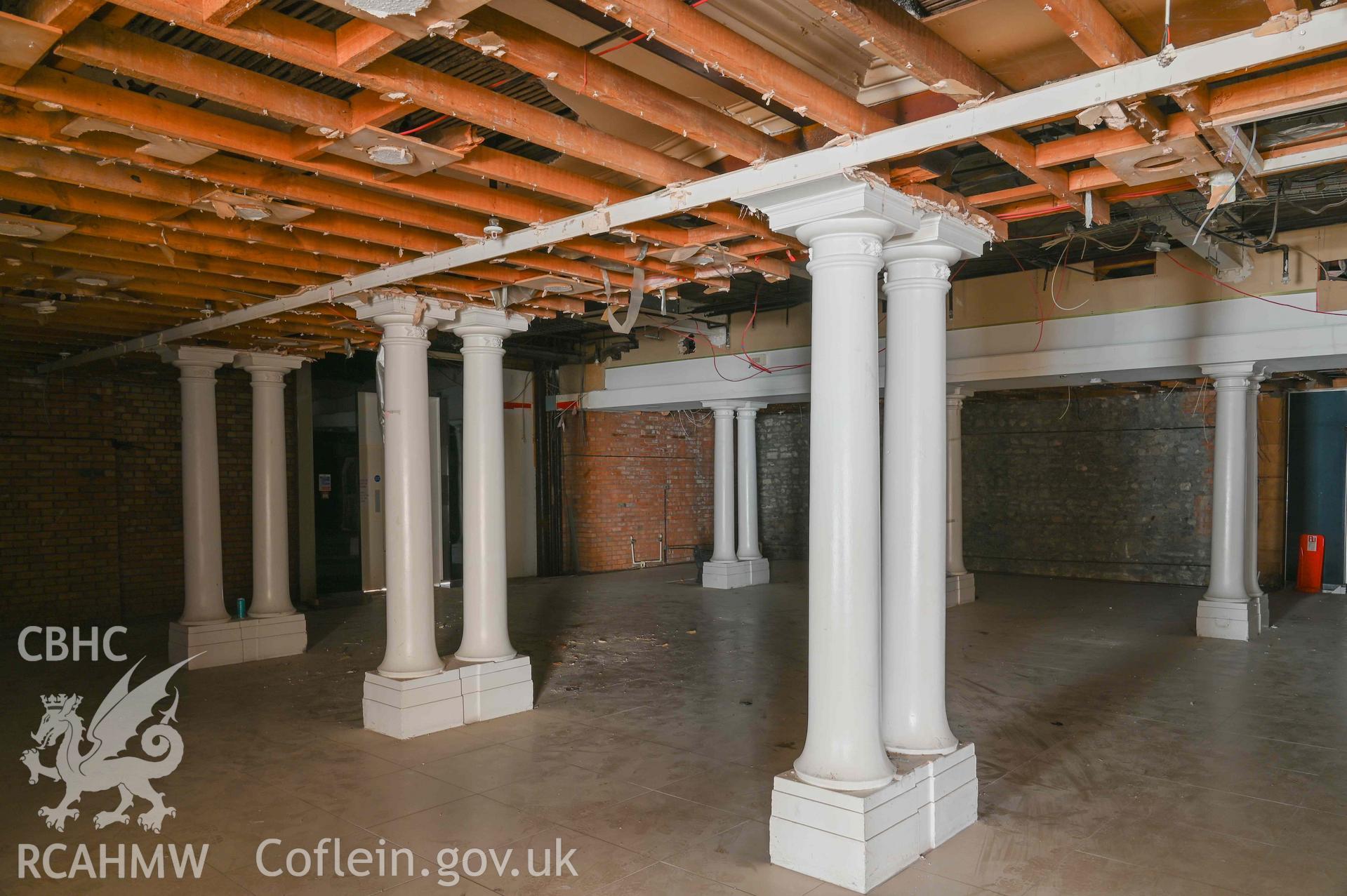 Bethany English Baptist Chapel - Interior view of gallery columns in the ground floor chapel