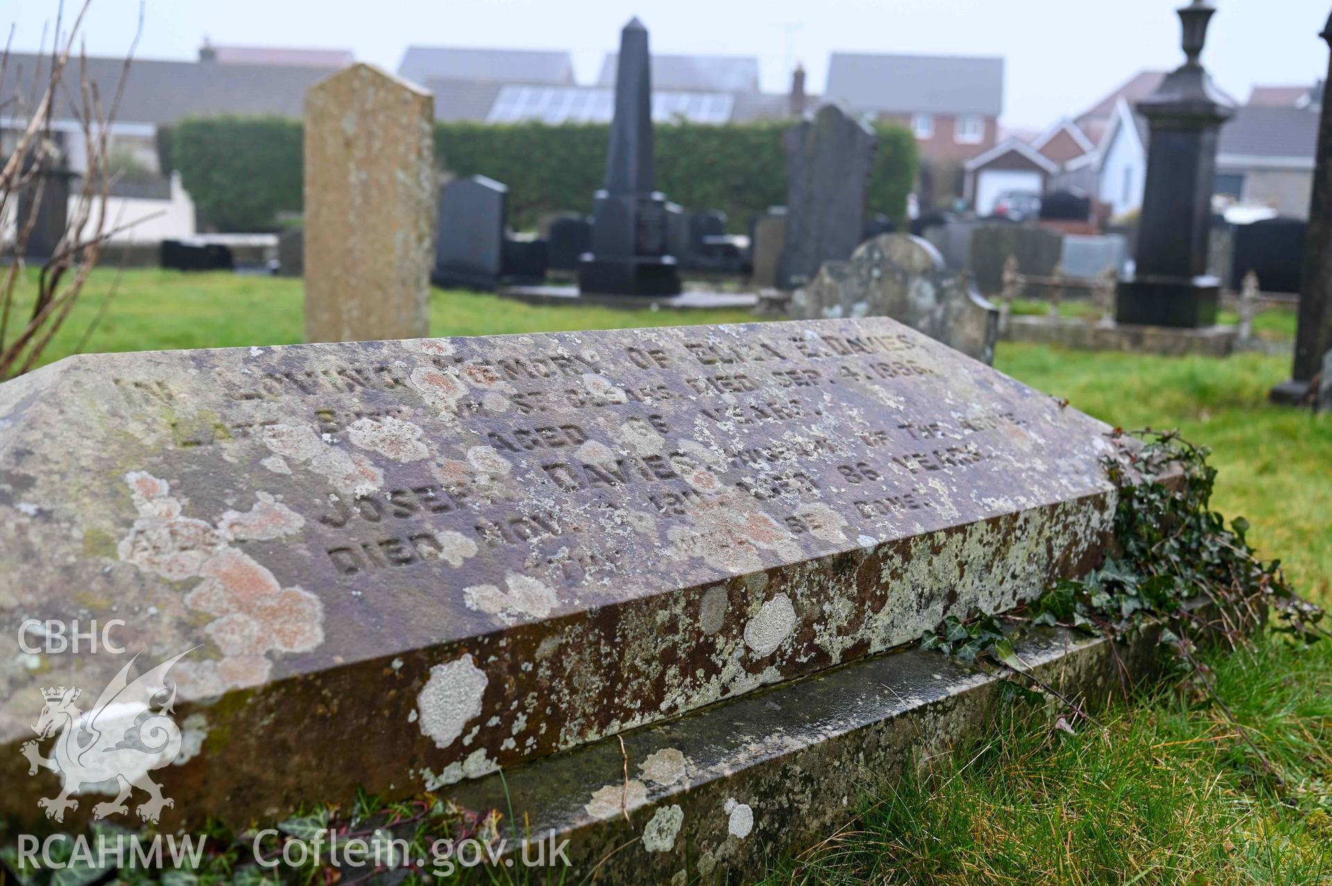 Bethlehem Welsh Independent Chapel - View of a grave, taken from South-West