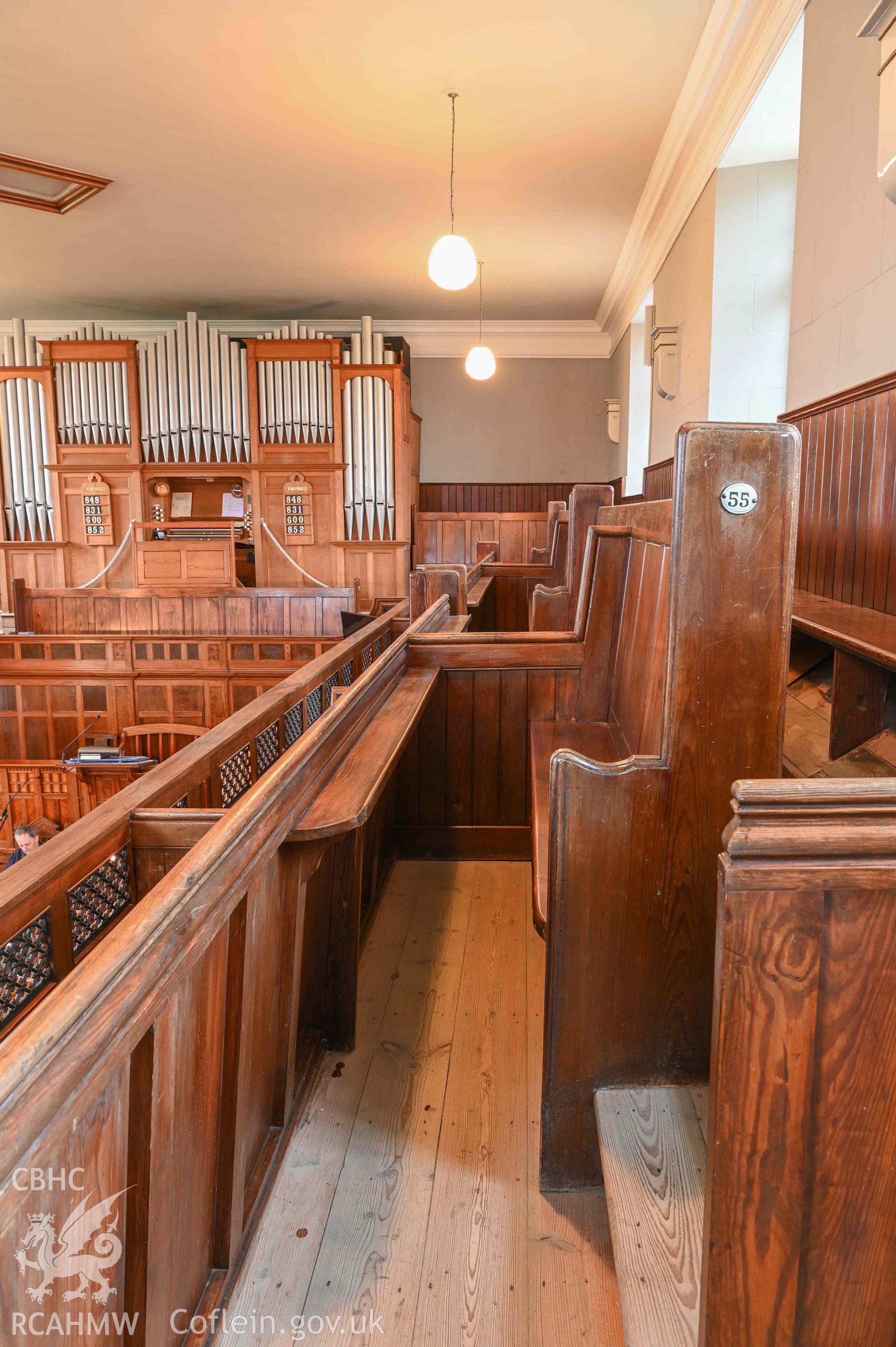 Bethlehem Welsh Independent Chapel - View of pews in the gallery, taken from East