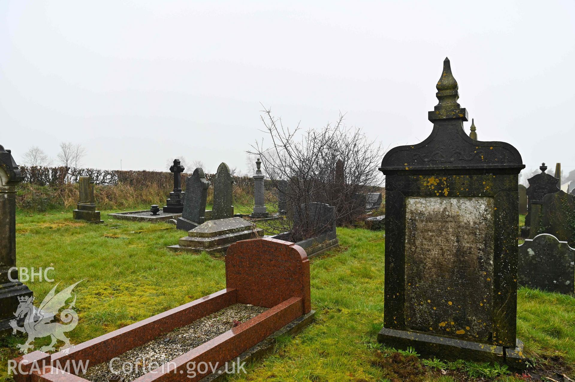 Bethlehem Welsh Independent Chapel - View of gravestones, taken from North-East