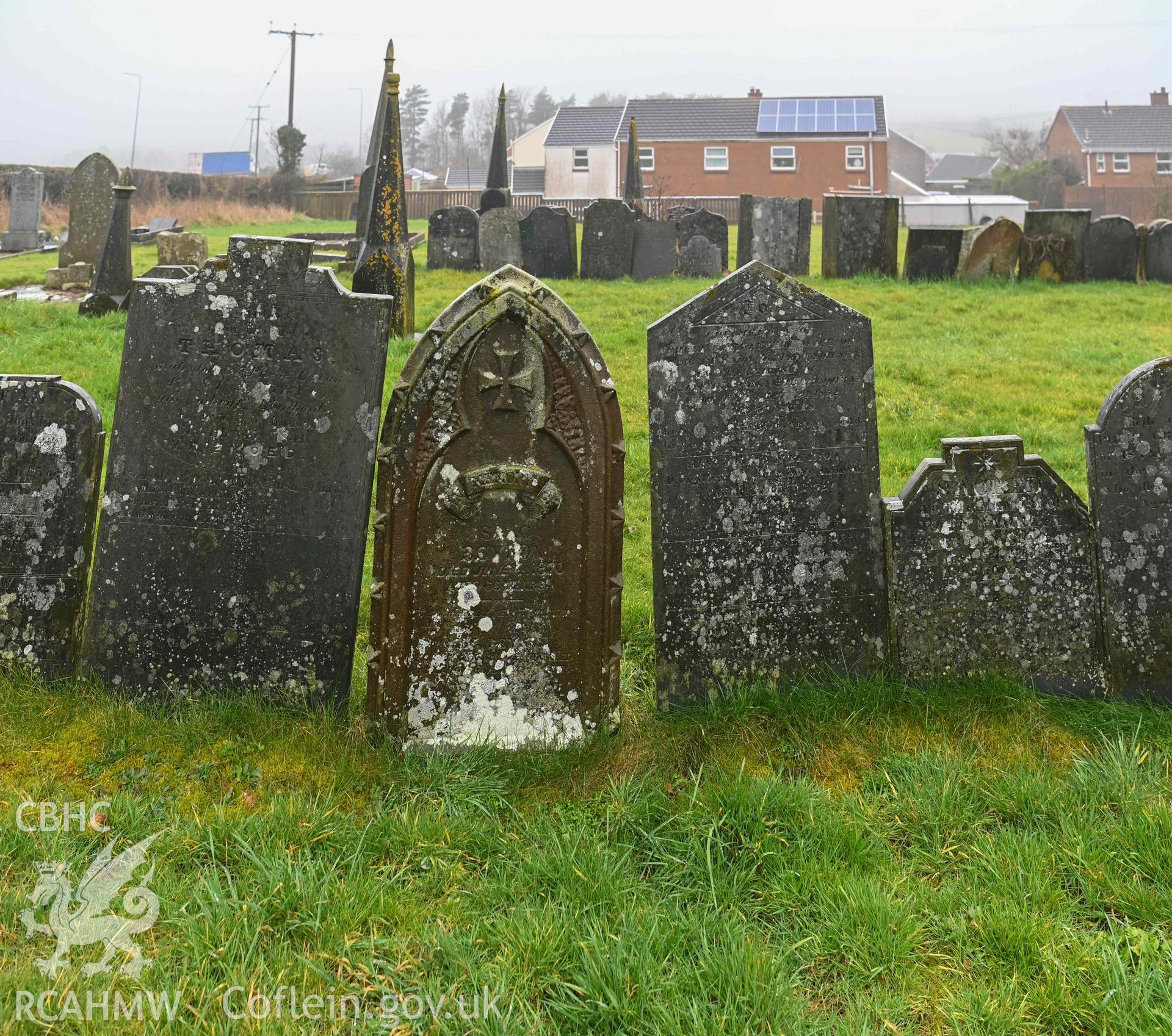 Bethlehem Welsh Independent Chapel - View of rows of graves, taken from East