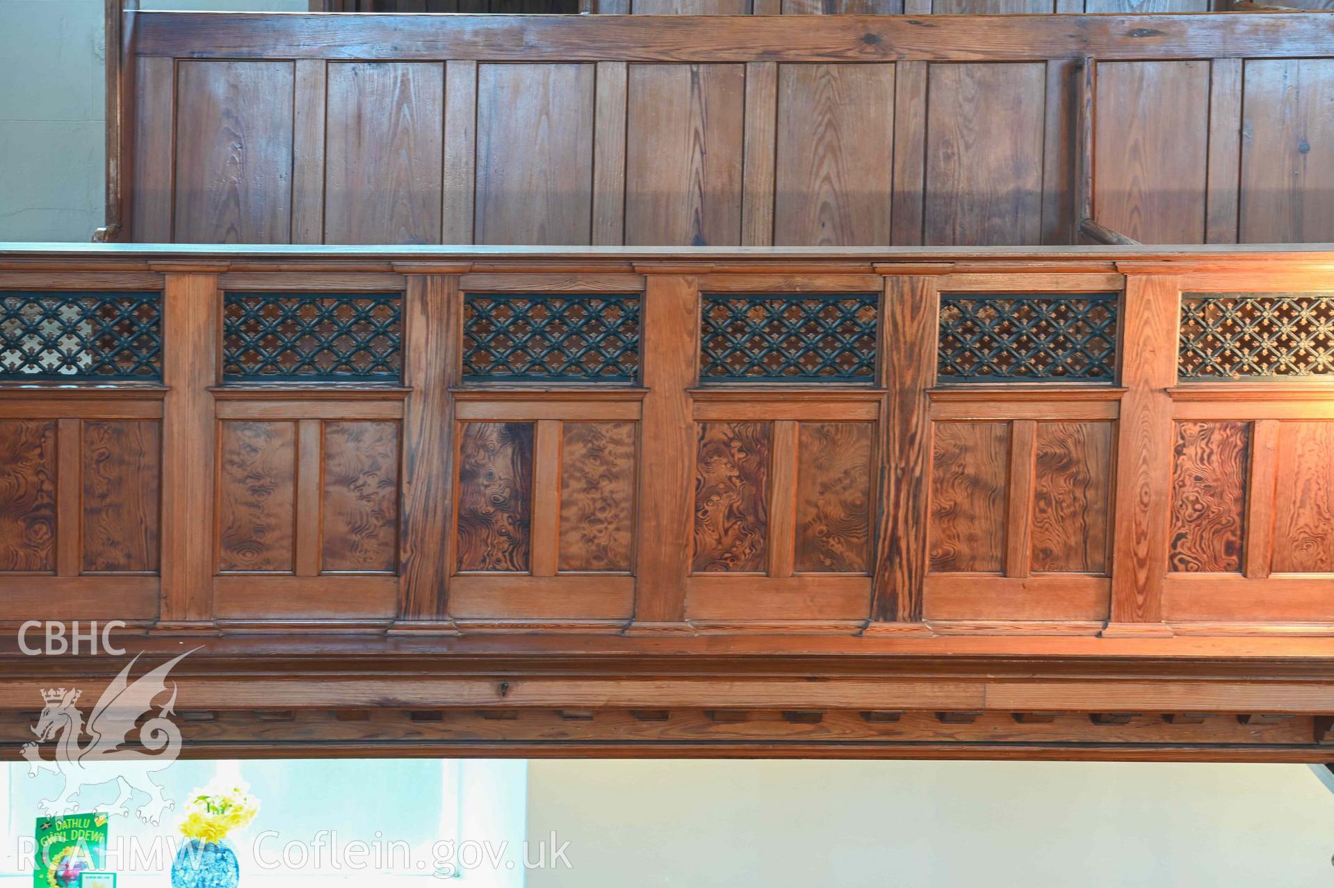 Bethlehem Welsh Independent Chapel - Detailed view of the balcony on the gallery, taken from South