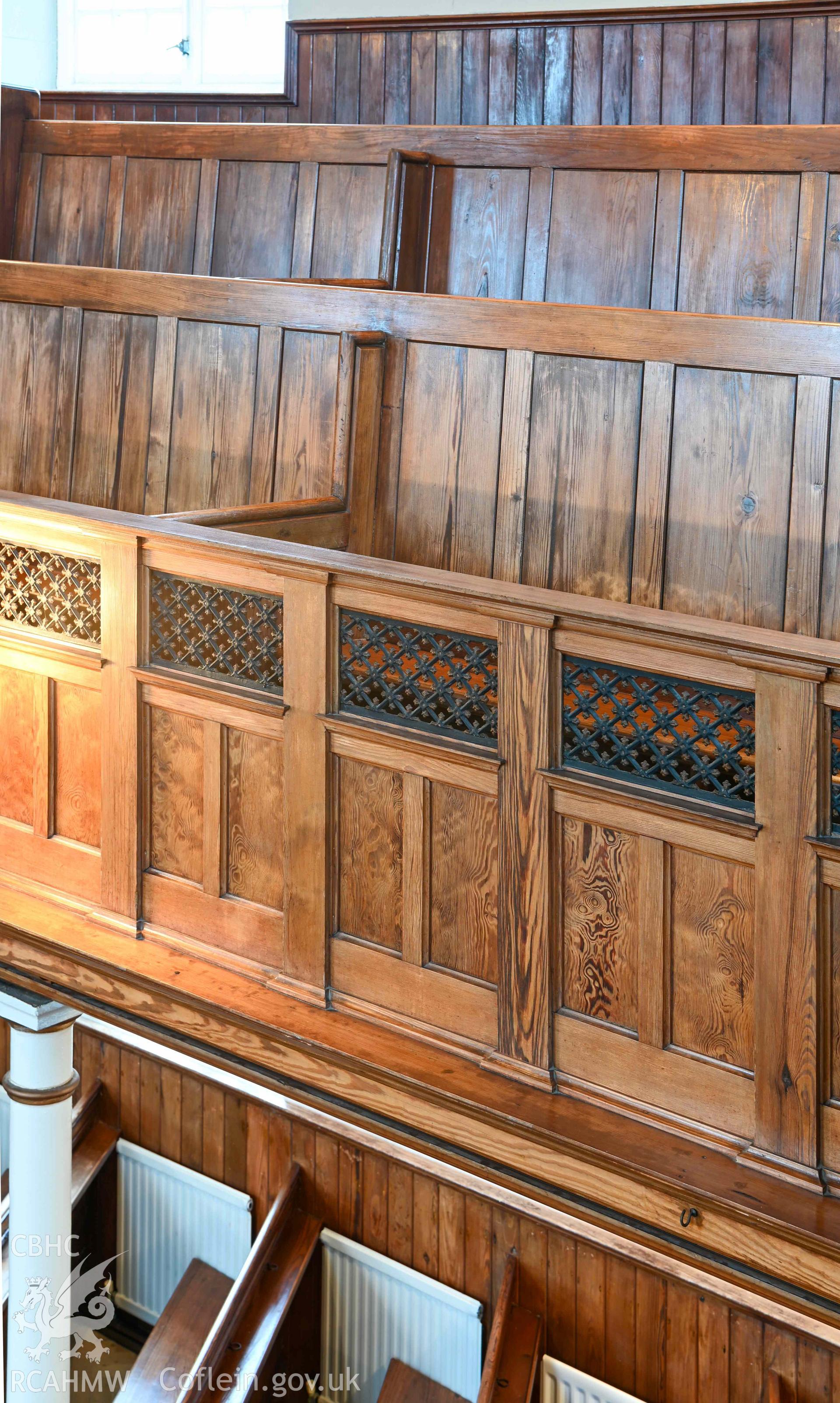 Bethlehem Welsh Independent Chapel - View of pews in the gallery, taken from South-East