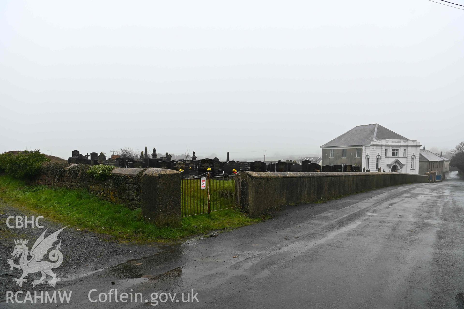 Bethlehem Welsh Independent Chapel - View of the chapel and cemetery, taken from South-East