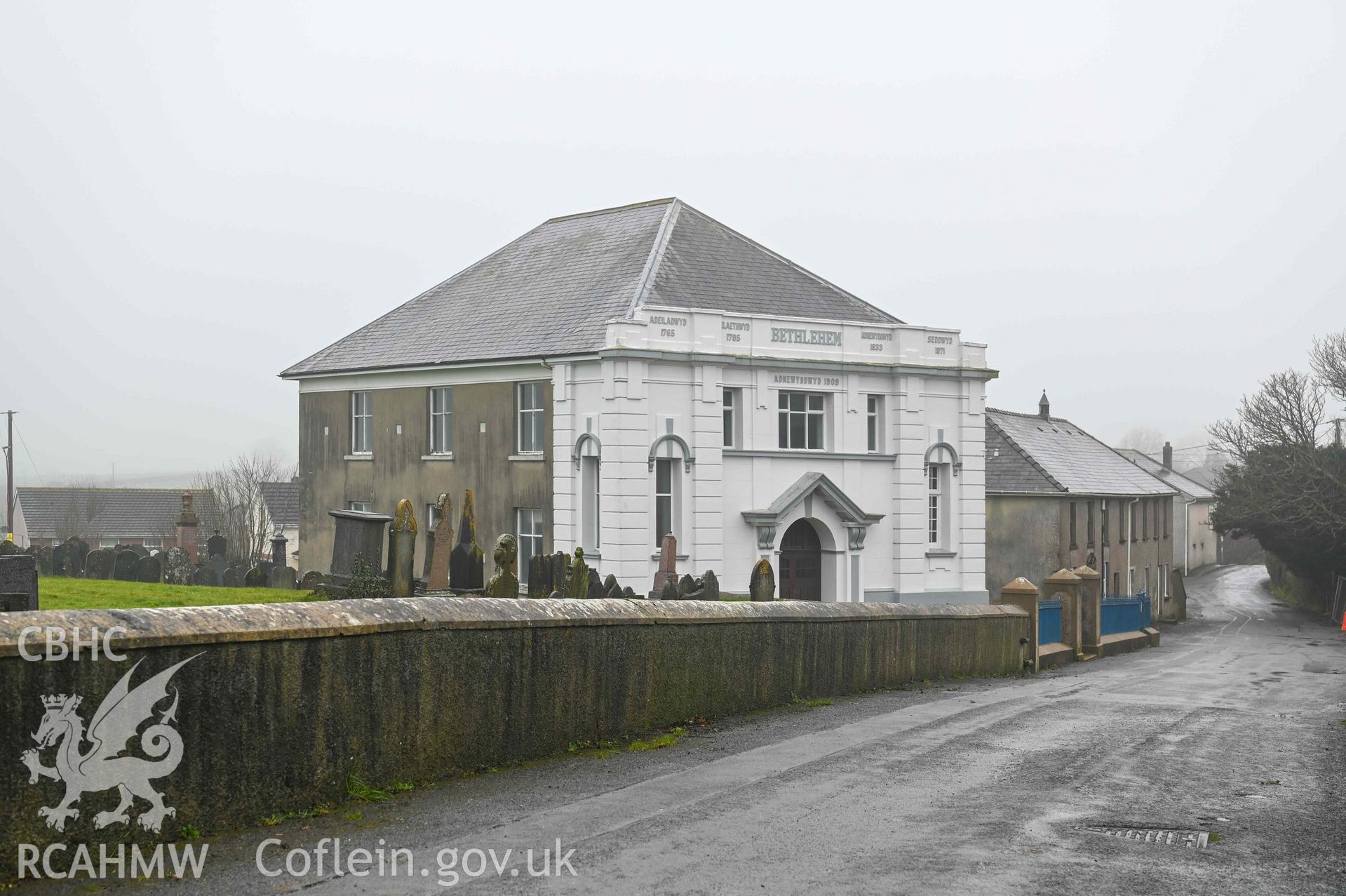 Bethlehem Welsh Independent Chapel - View of the cemetery, chapel and chapel house, taken from South-East