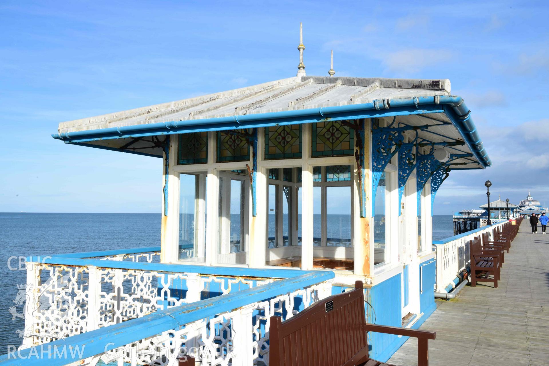 Llandudno Pier: central kiosk, west side. Detail of Charles Driver's cast ironwork