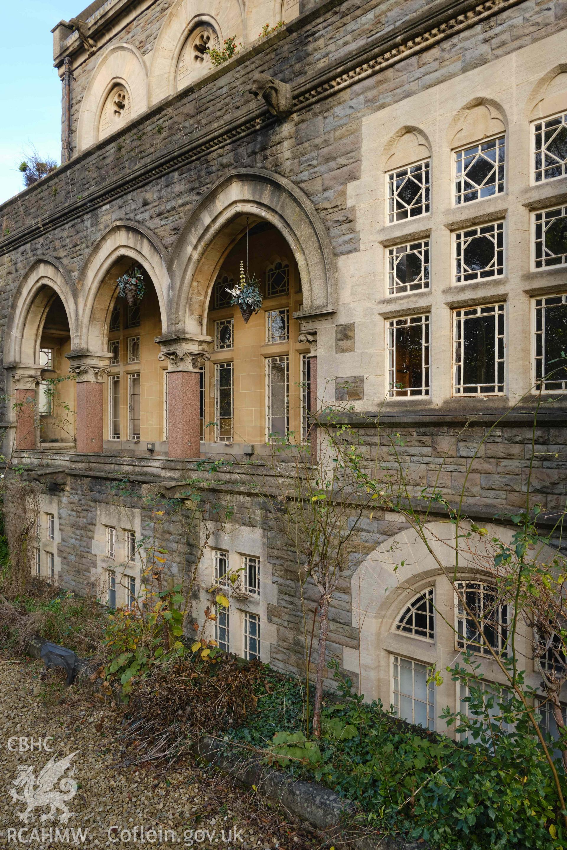 W front, basement and ground floor, looking NE