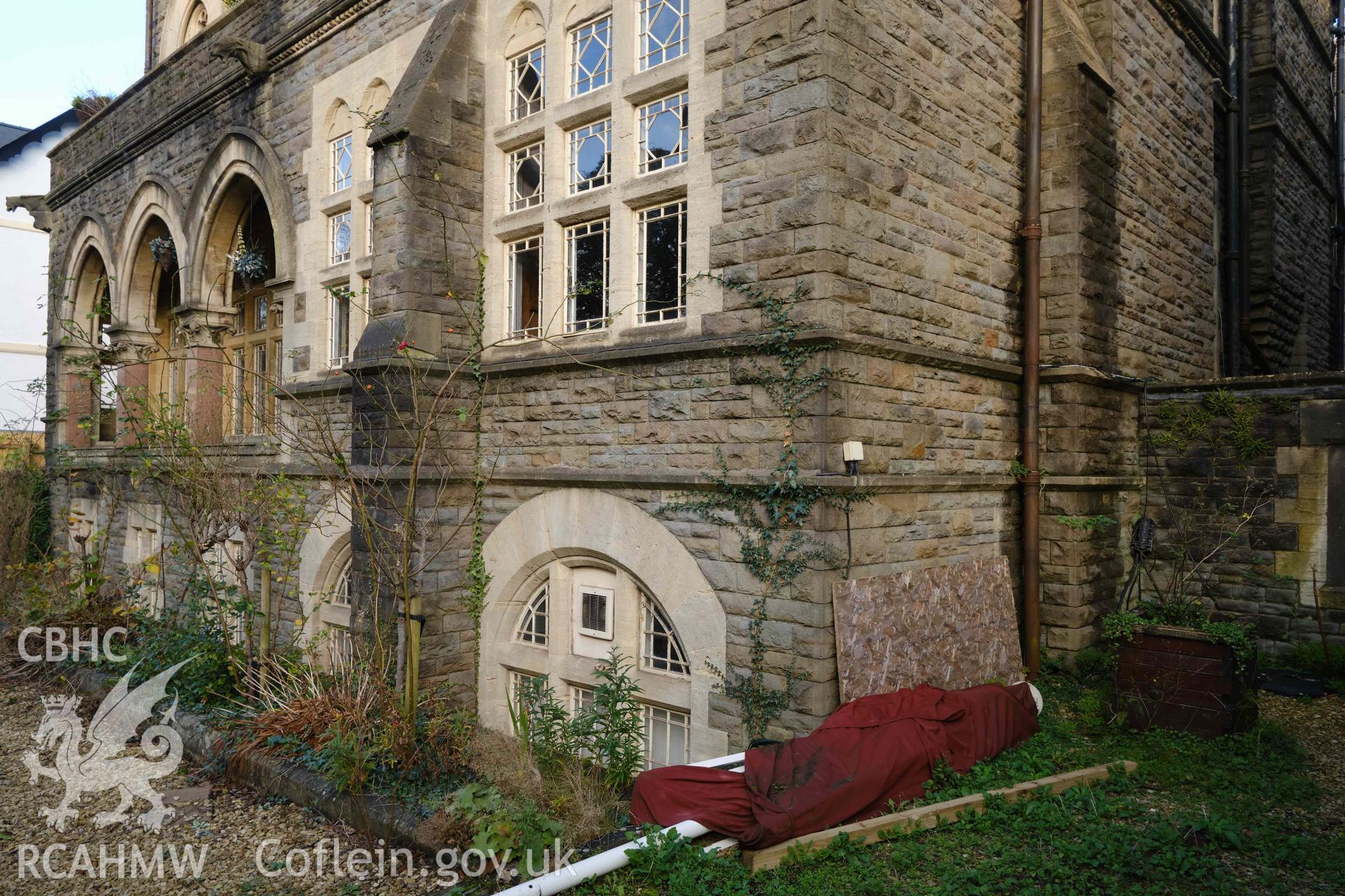 W front, basement and ground floor, looking NE