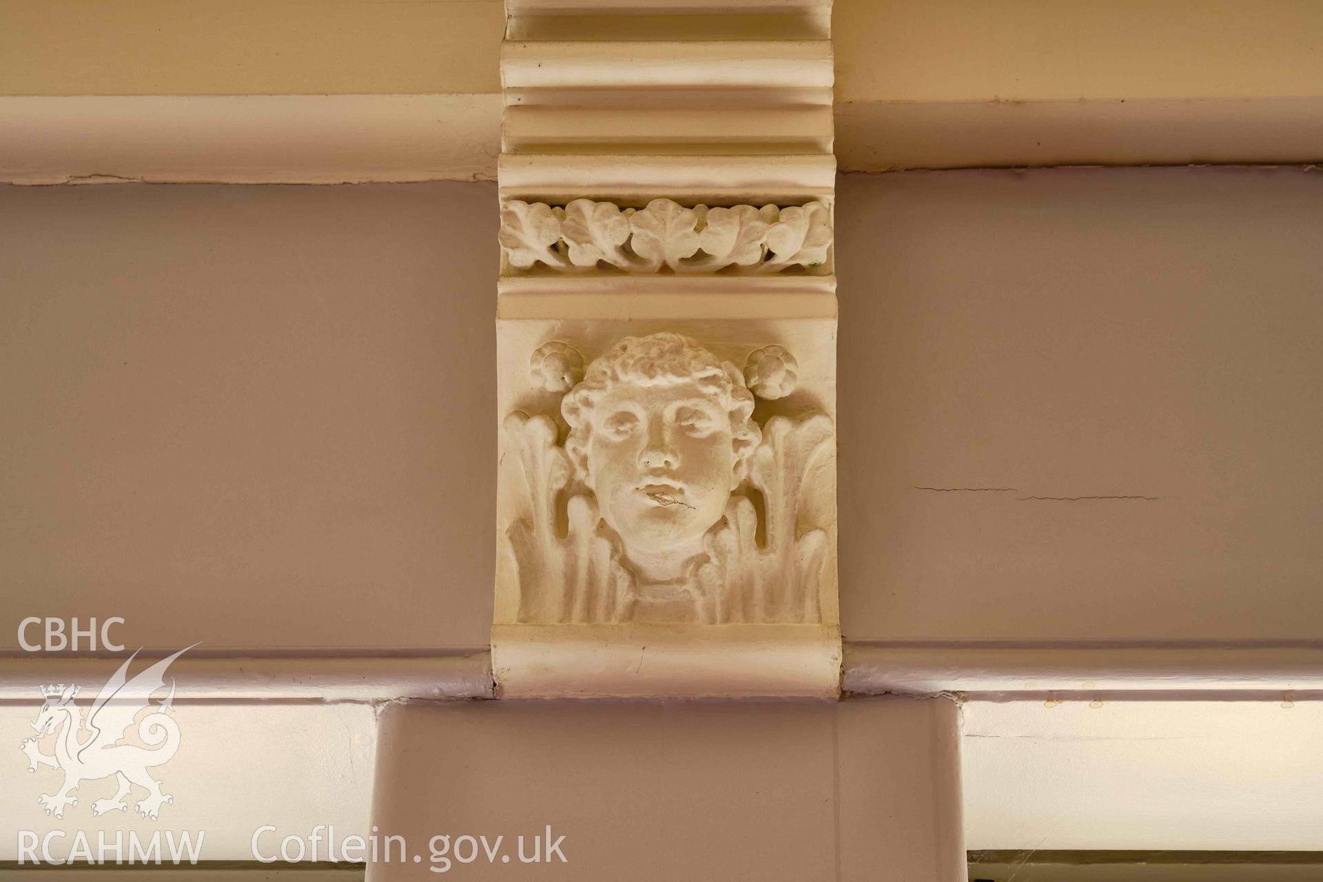 drawing room (G2) ceiling head corbel, W wall