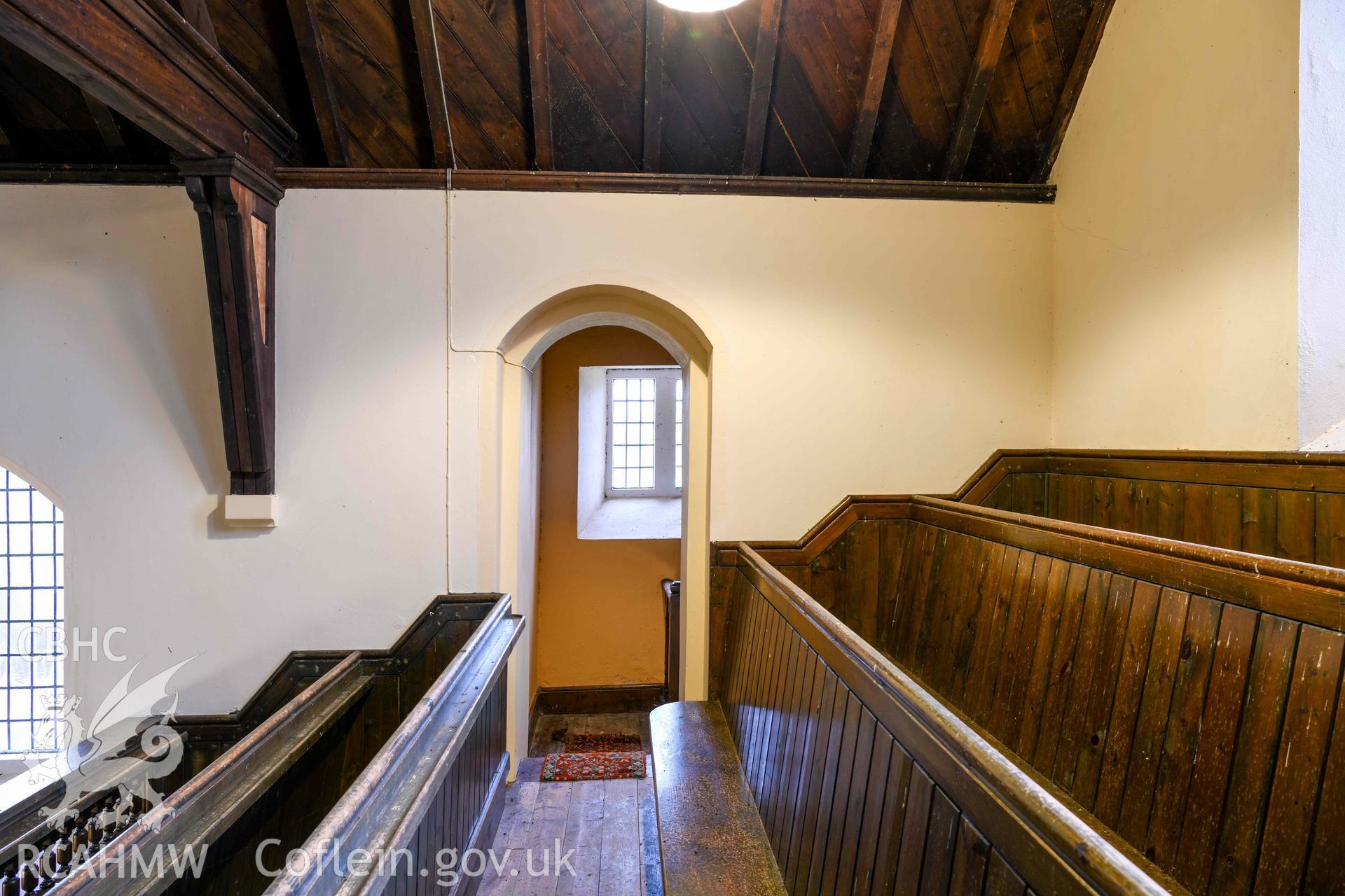 Tre-Wen Welsh Independent Chapel - Interior: Chapel, view of the gallery entrance, taken from North