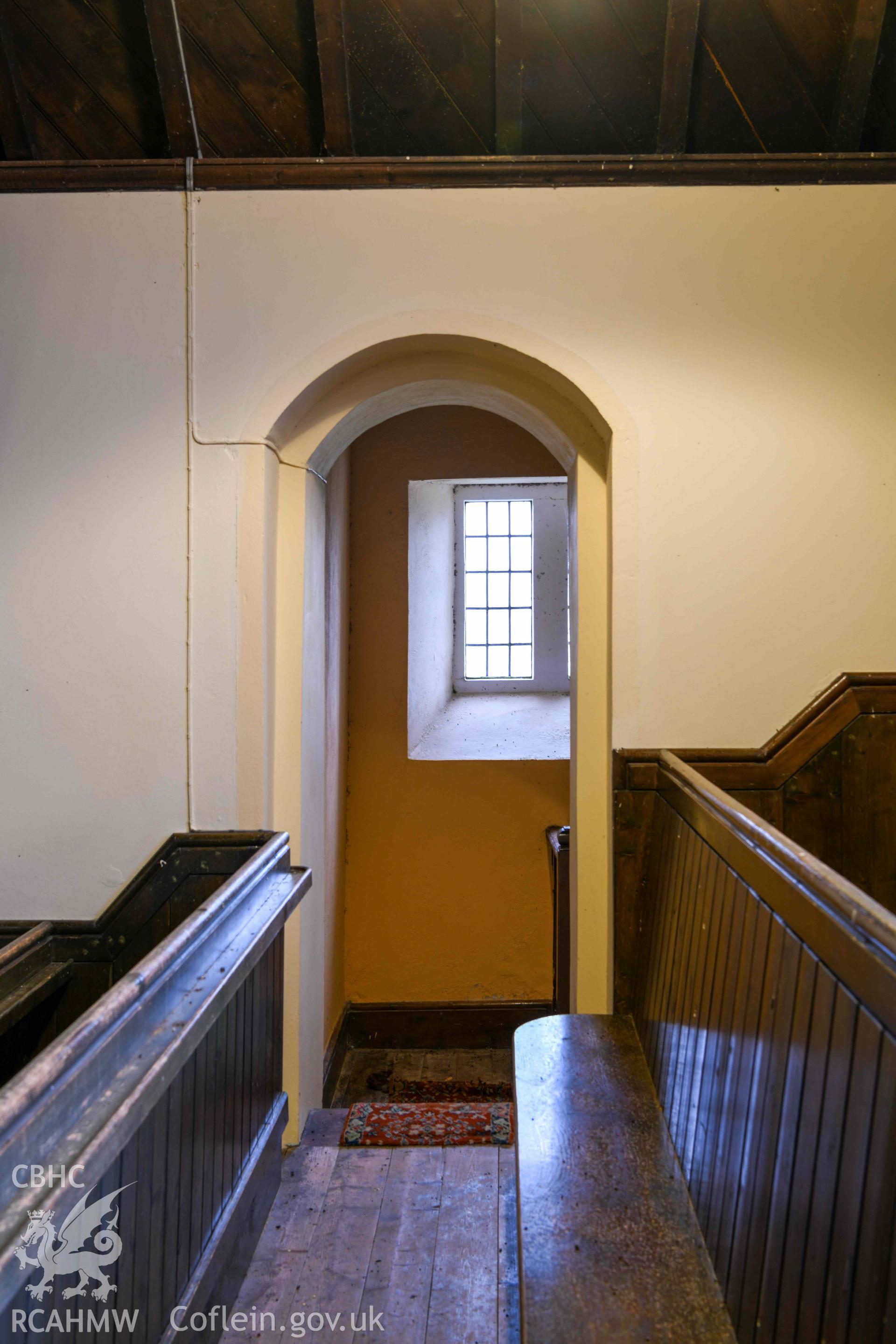 Tre-Wen Welsh Independent Chapel - Interior: Chapel, view of the gallery entrance, taken from North