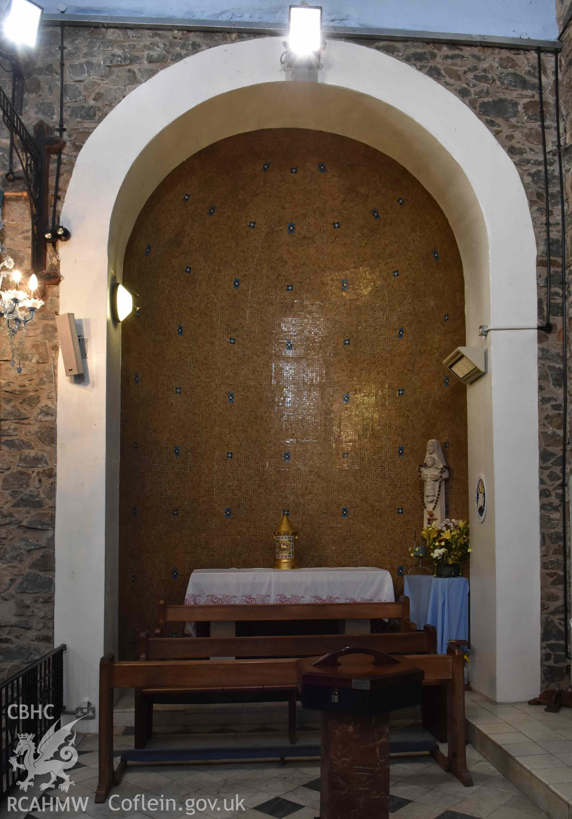 Catholic Church of The Most Holy Redeemer, interior detail of side altar in south-west corner