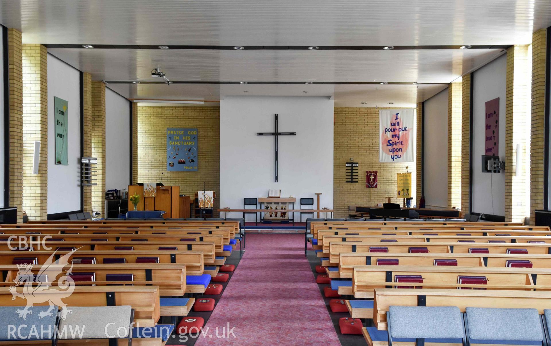 Cyncoed Methodist Church, interior auditorium looking east