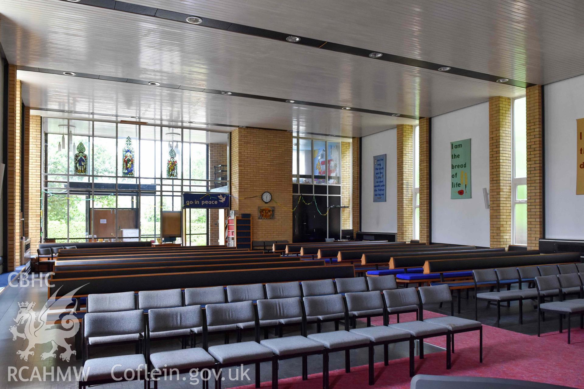 Cyncoed Methodist Church, interior auditorium looking north-west