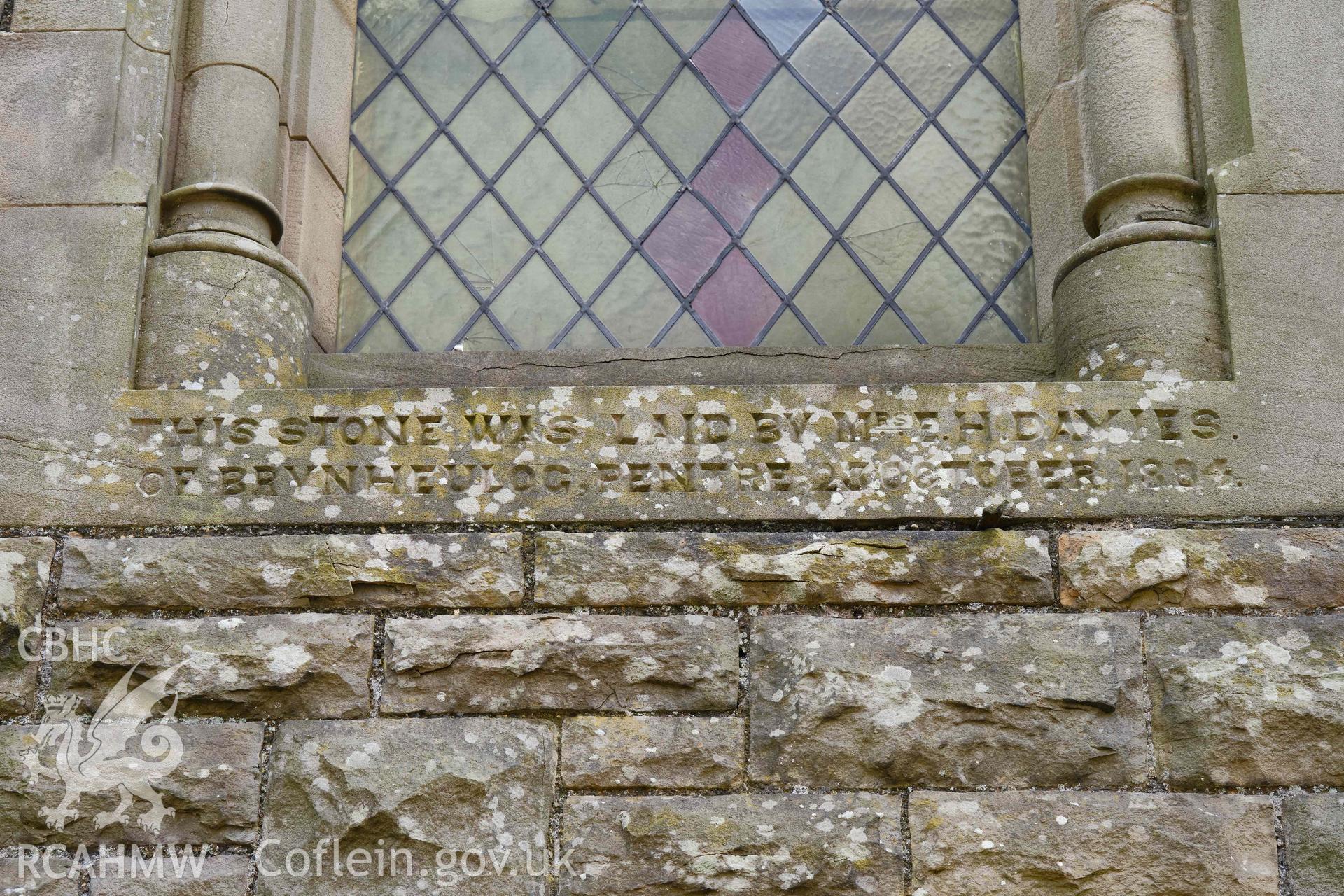 foundation inscription below left-hand window, Church Road front