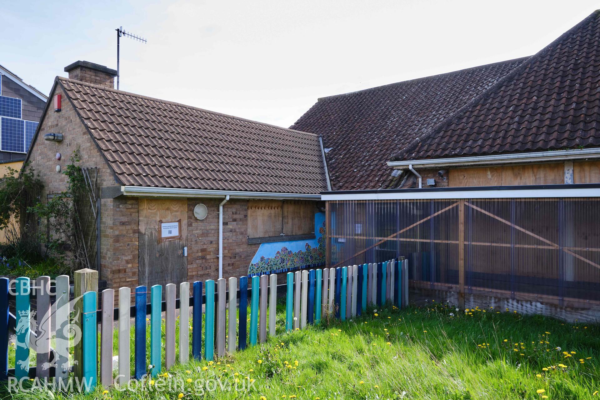 detail of NW front, with gabled projection housing boiler room, looking E