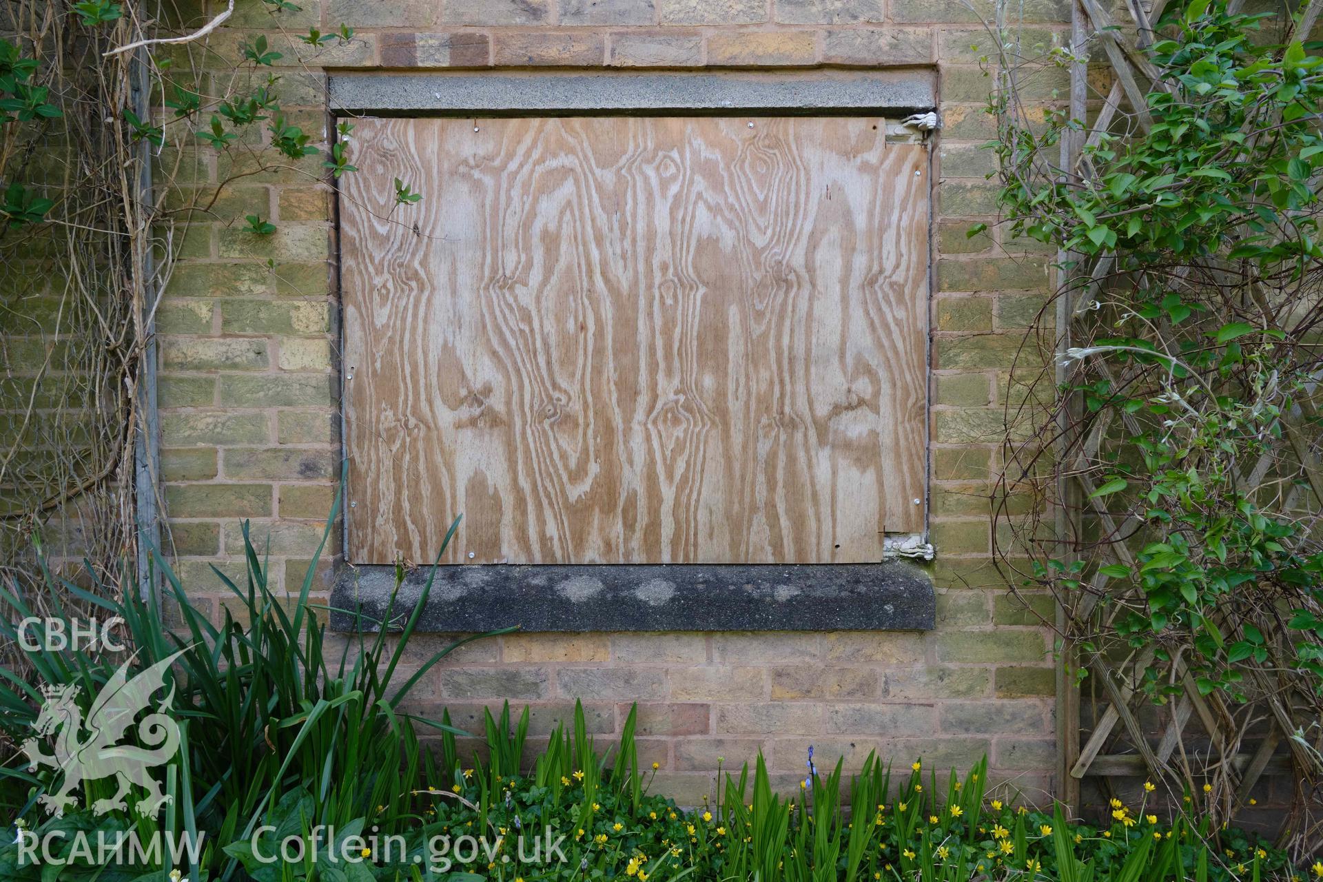 window surround, NW gable end of boiler room