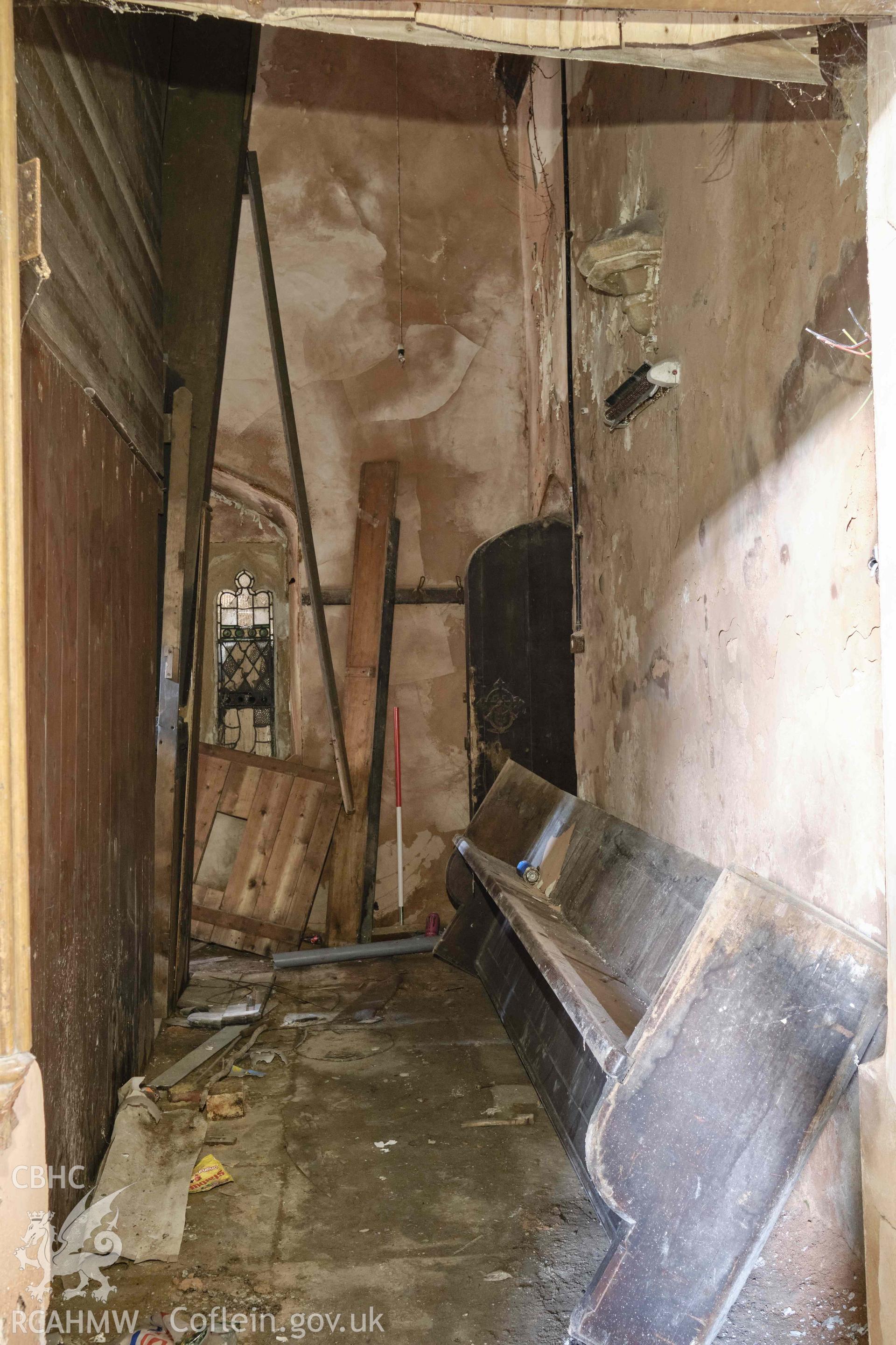 space behind organ in organ chamber, looking E