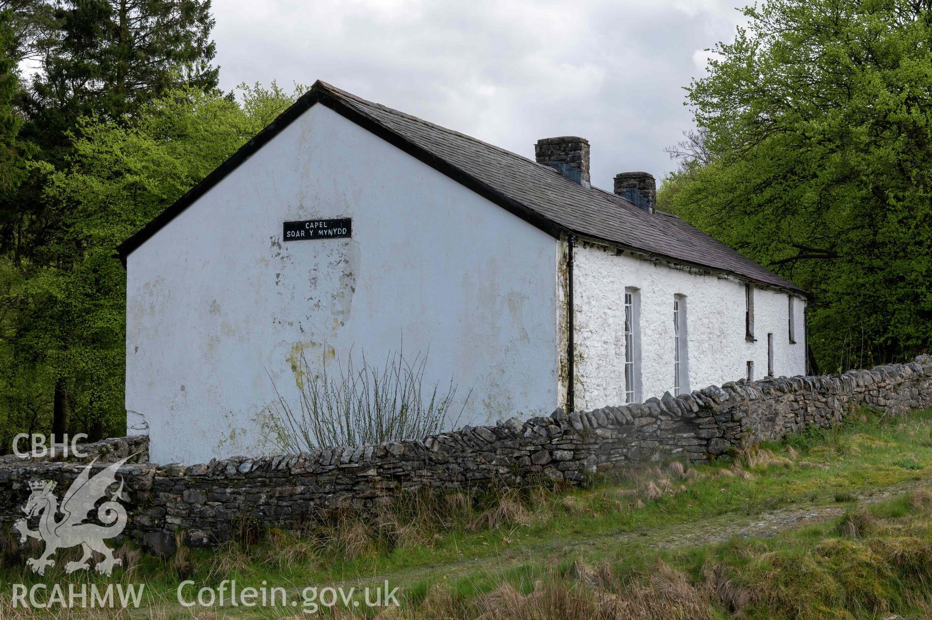 Soar-y-Mynydd, exterior chapel and chapel house from north-west